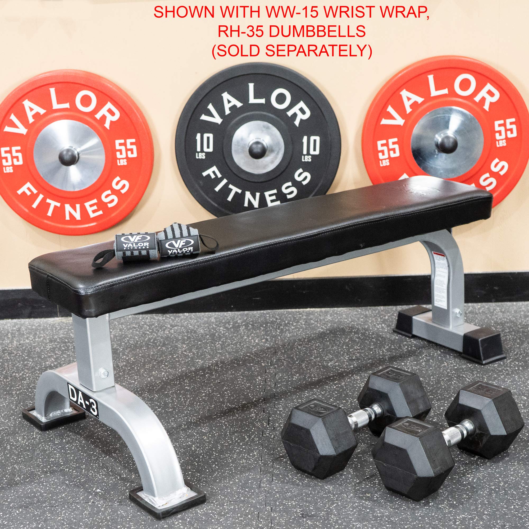 Valor Fitness Flat Weight Bench - Heavy Duty Steel Frame & High Density Padding - Perfect for Home Gym & Strength Training - Ideal for Dumbbell Workouts & Full Body Exercises