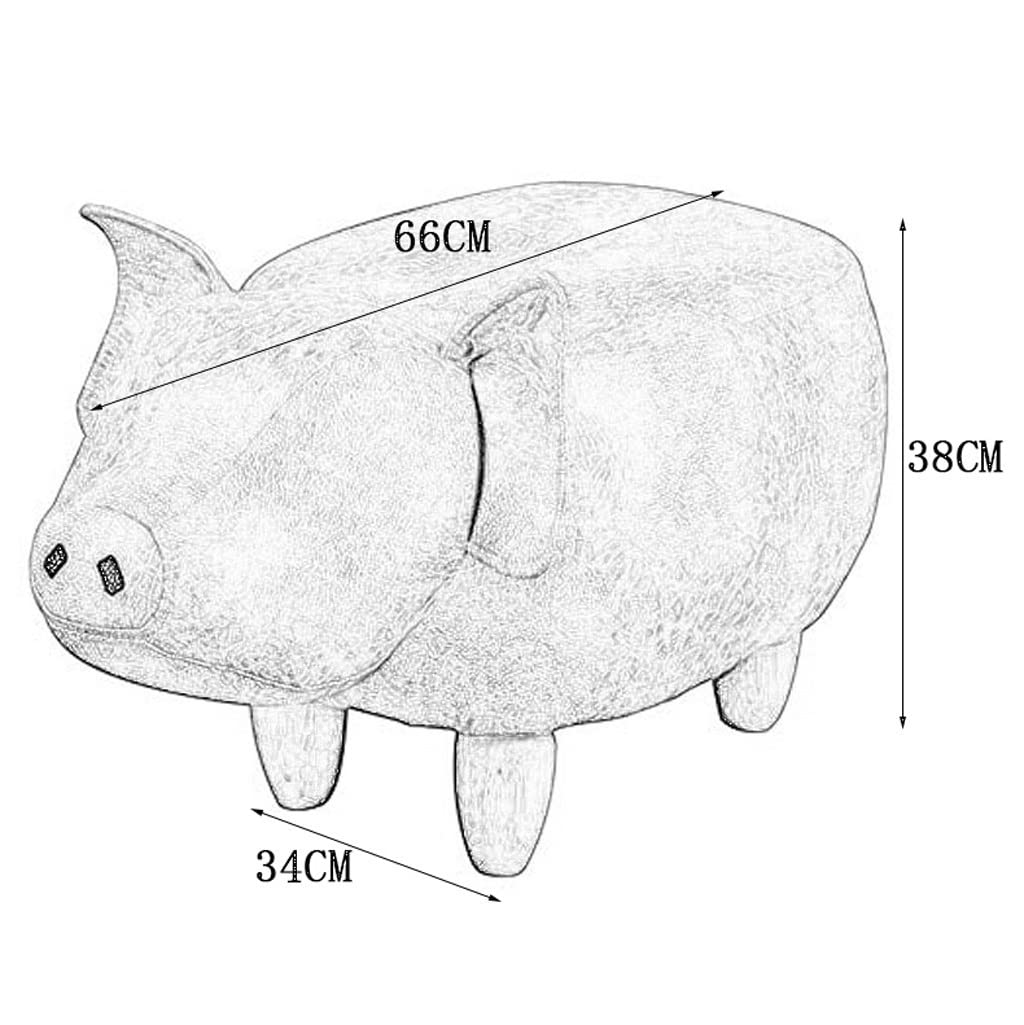 Pig Shaped Ottoman Footstool with Storage - Multi-Functional Shoe Bench & Stool for Living Room, Bedroom (66 x 34 x 38cm) - Perfect for Entryway Organization, Kids Room Decor & Extra Seating