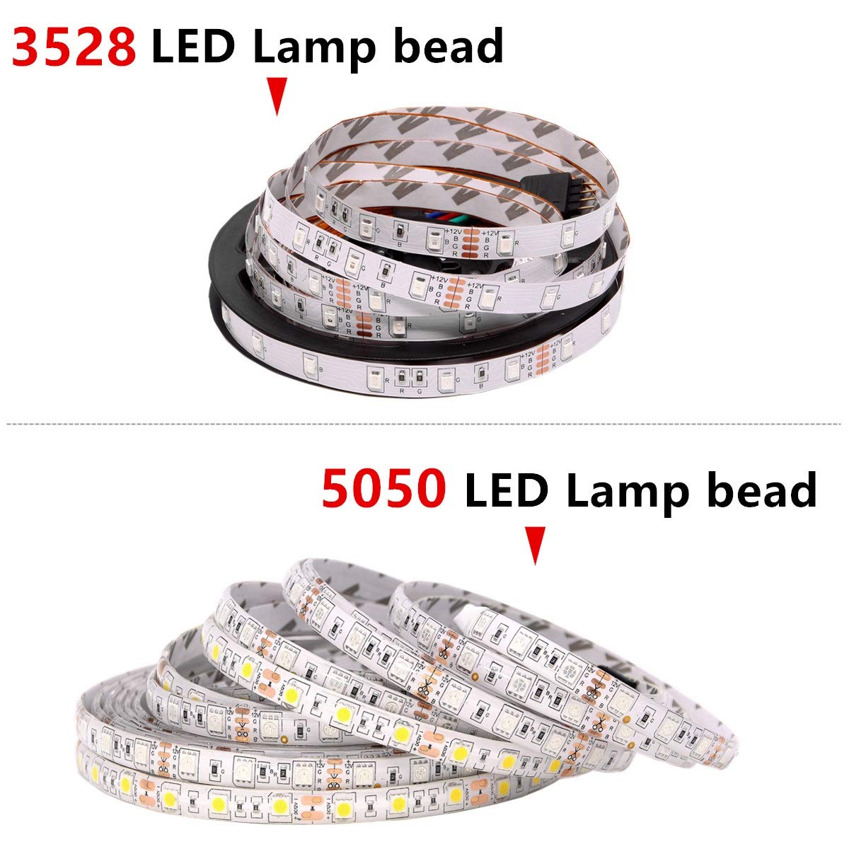 Fengyan RGB LED Strip Lights 16.4ft Waterproof 300 LEDs 5050/3528 12V DC Flexible Light Ribbon for Home Decoration, Landscape Lighting & Outdoor Street Lamps - Perfect for Bedroom, Garden, Patio and Holiday Decor