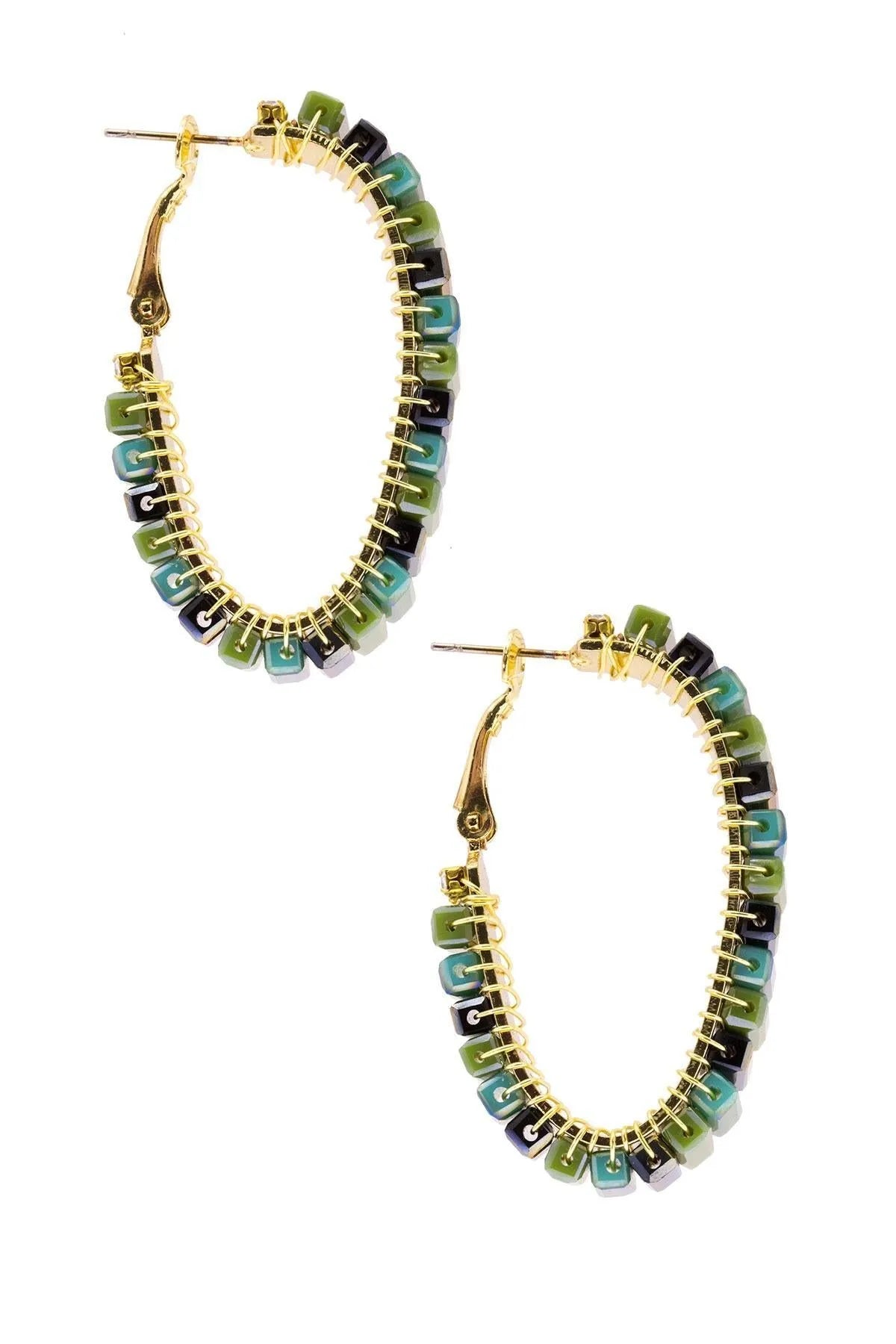Handmade Mosaic Beaded Hoop Earrings for Women - Boho Chic Jewelry for Parties, Weddings & Everyday Wear