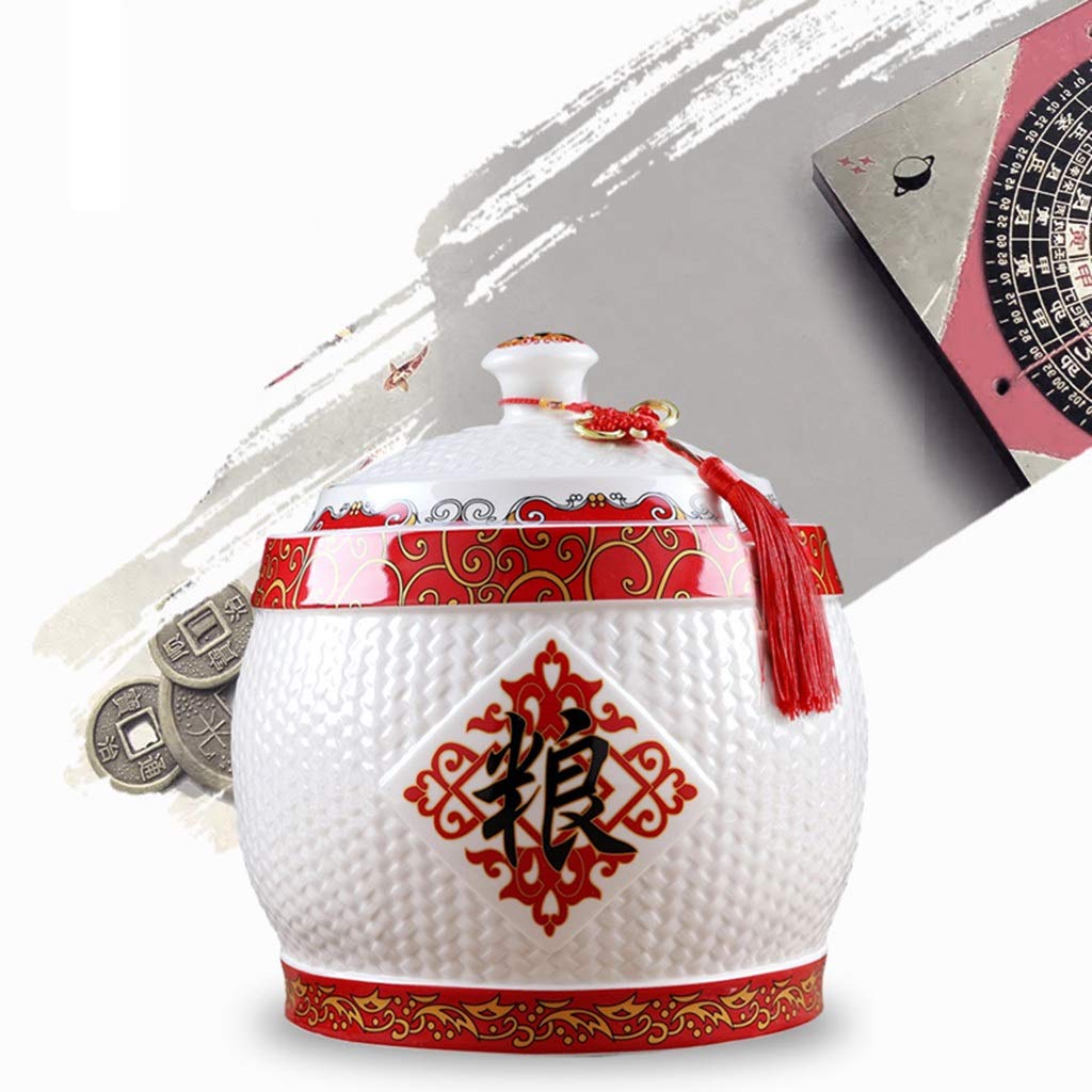 Premium Airtight Food Storage Container - Large Capacity Ceramic Rice Jar with Lid, Chinese Style Design for Rice, Pet Food & Dry Goods | Perfect for Kitchen, Pantry Organization & Holiday Gifts