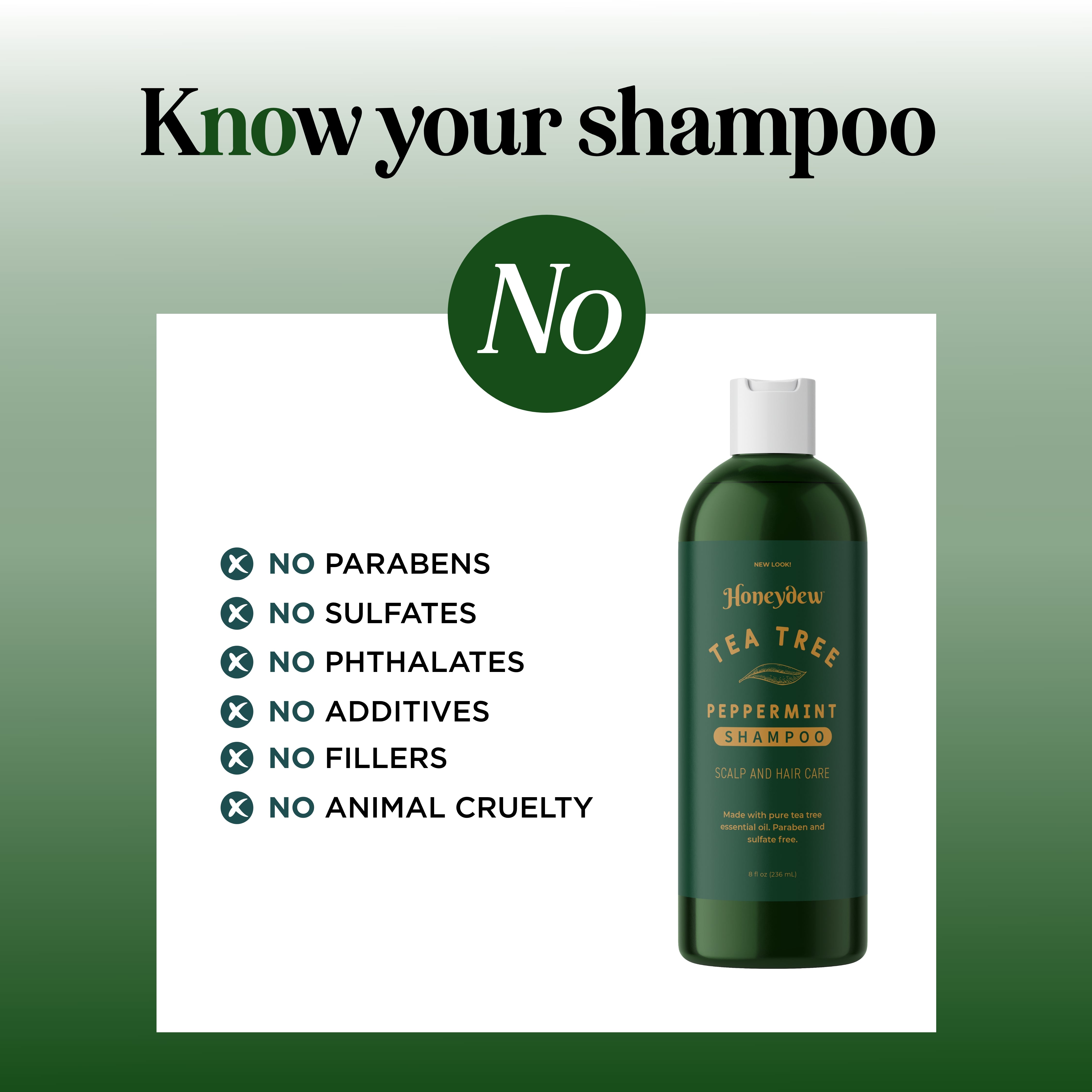 Tea Tree Peppermint Shampoo for Scalp Care - Natural Dandruff Treatment & Hair Growth - Refreshing Mint Scent for Daily Use at Home or Gym