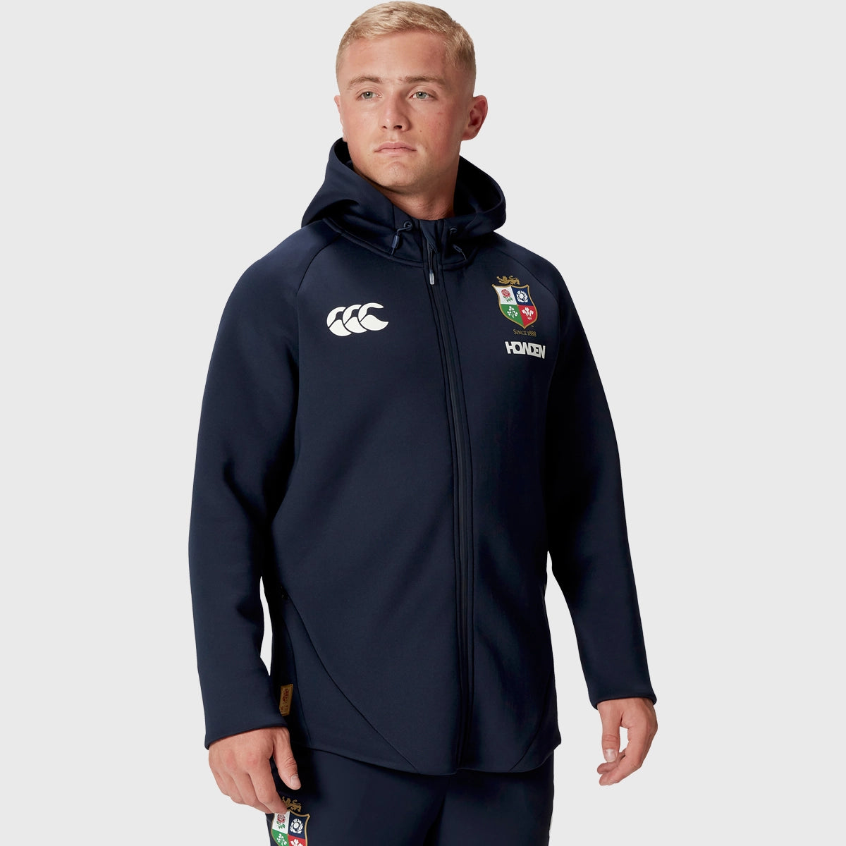 Canterbury British & Irish Lions Men's Everest Hoody - Navy Blue Rugby Training Hooded Sweatshirt for Gym, Outdoor & Casual Wear