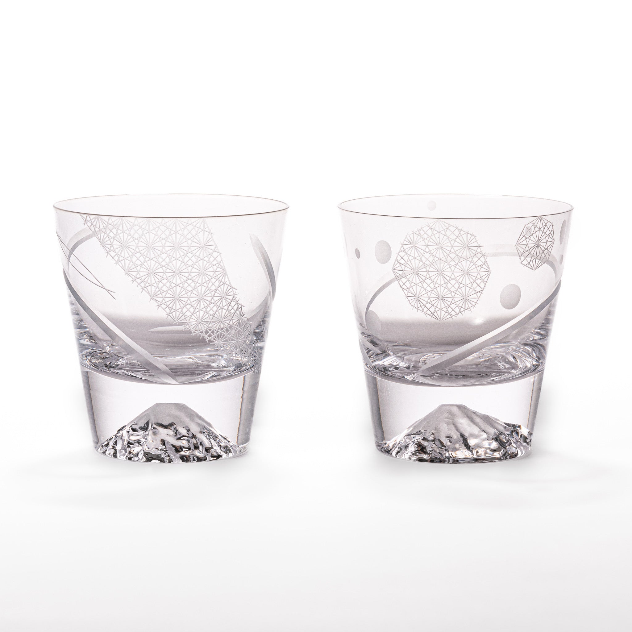 Tajima Mount Fuji Whiskey Glasses Set of 2 - Japanese Inspired Rocks Glasses for Bourbon, Scotch & Cocktails - Perfect for Home Bar, Gifts & Entertaining