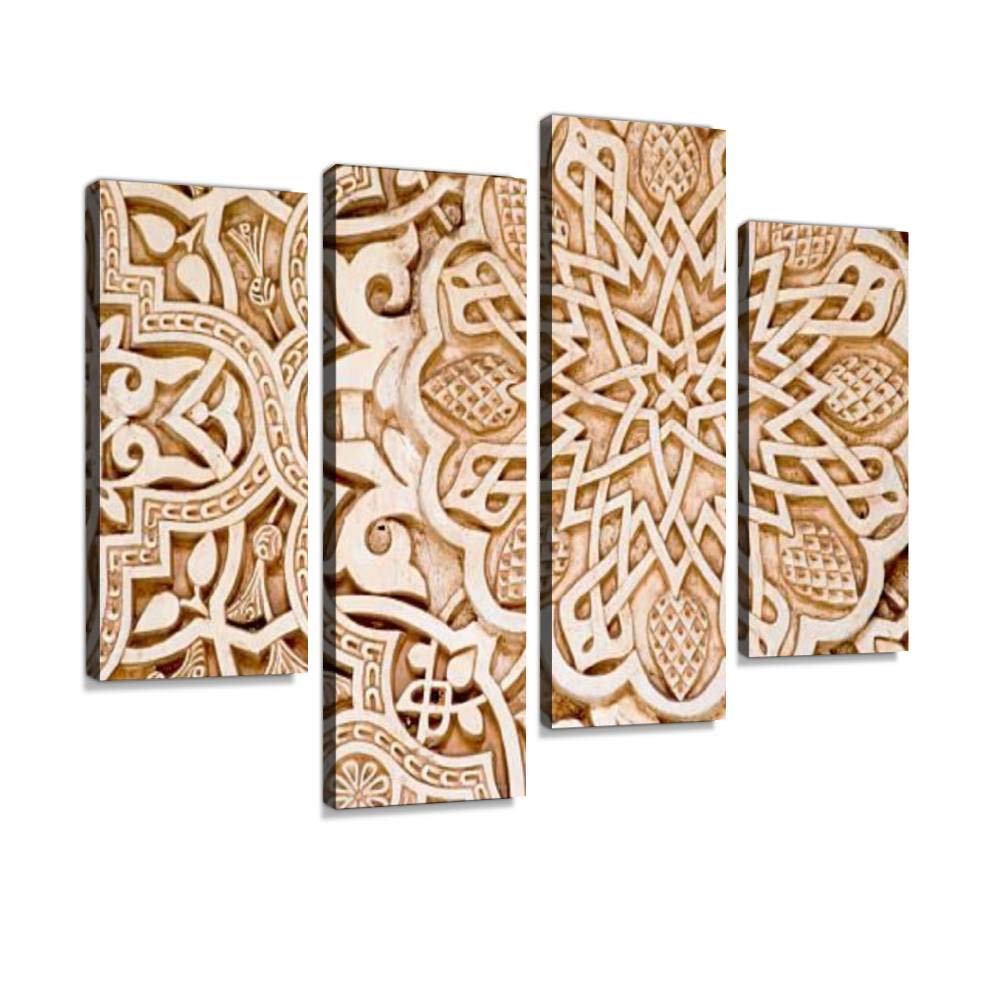 IGOONE 4-Panel Moorish Style Alhambra Granada Canvas Wall Art - Modern Framed Poster for Home Decor | Ready to Hang Living Room Bedroom Office Wall Decor