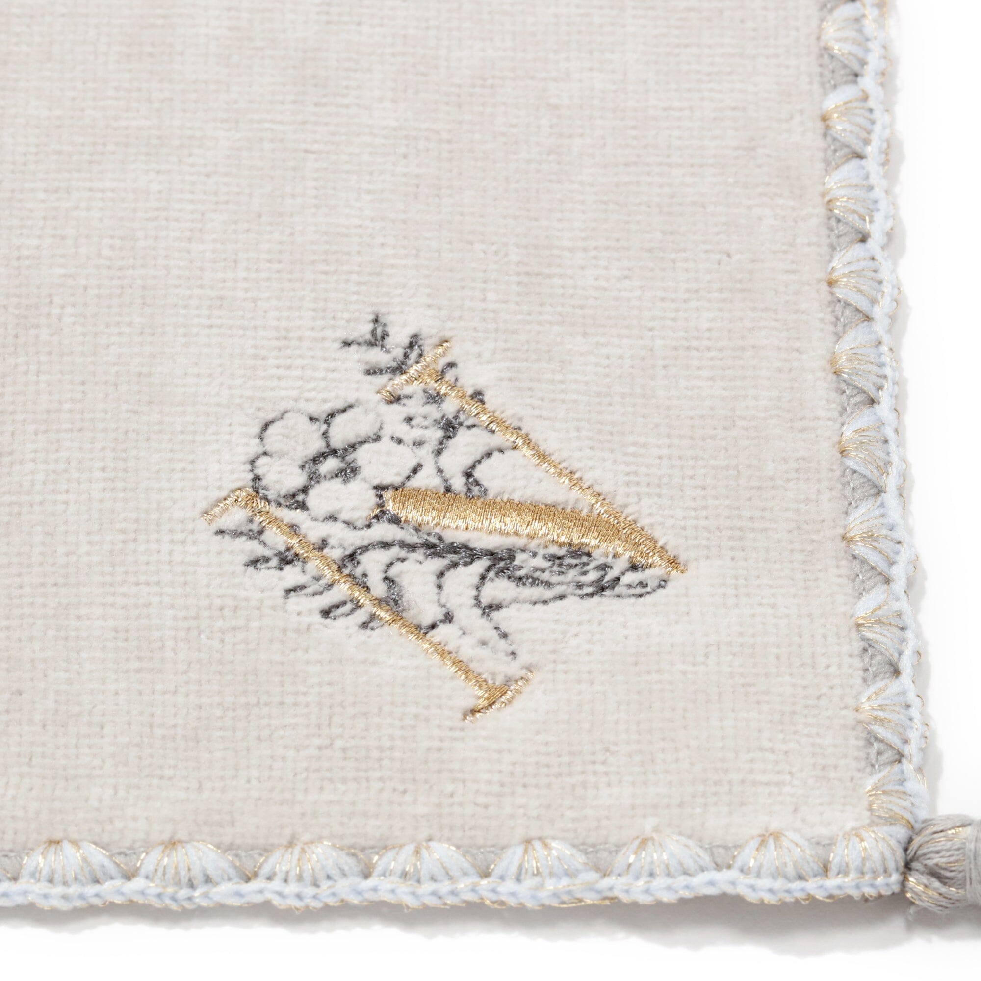 Initial Handkerchief Towel Flower N Light Gray - Soft Cotton Handkerchief for Everyday Use, Gifts, Weddings & Special Occasions