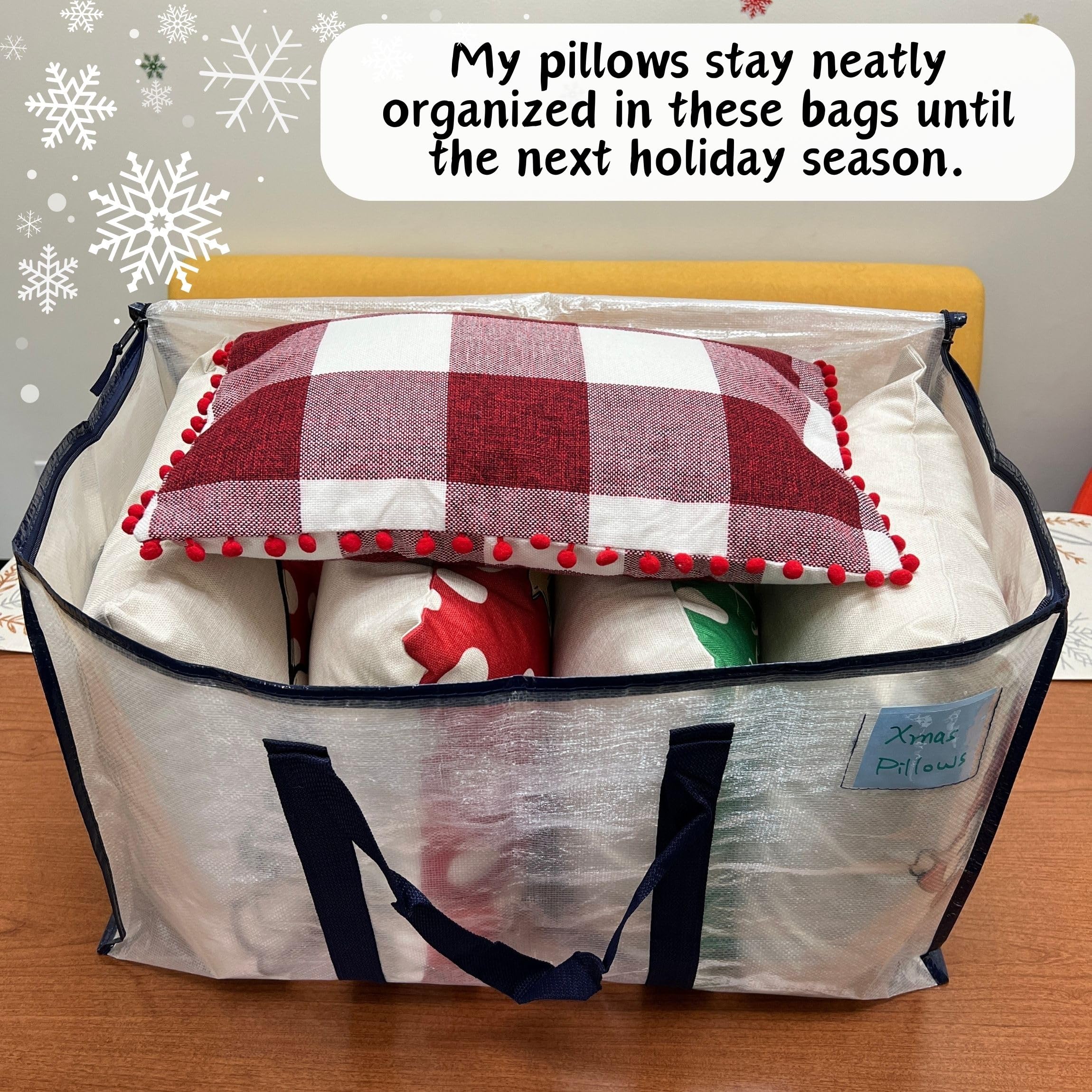 VENO 13-Piece Christmas Decoration Storage Set - 5 Wreath Storage Bags & 8 Large Holiday Organizer Bins with Lids - Perfect for Xmas Tree Ornaments, Lights & Garland Organization