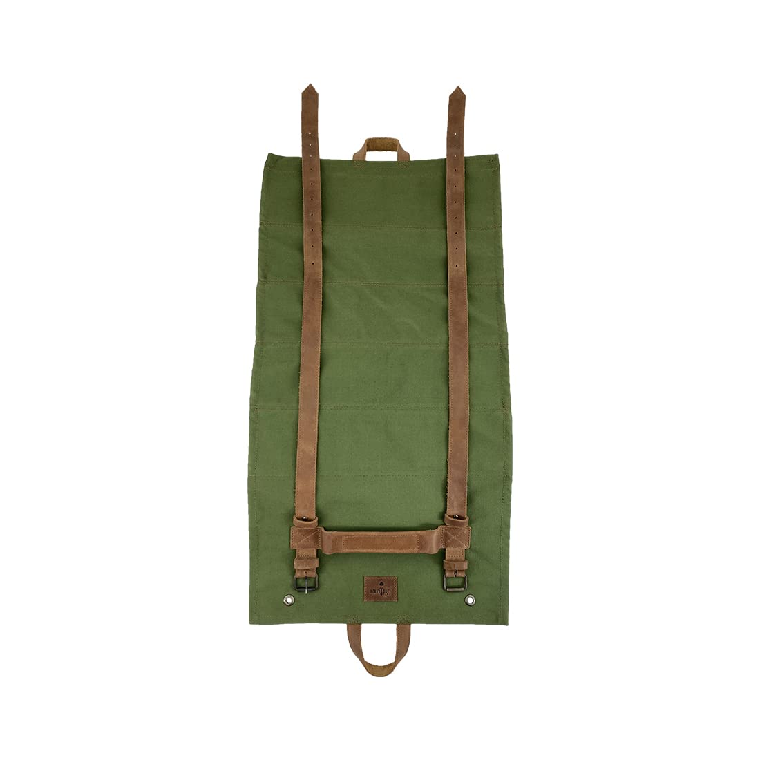 Durable Water-Resistant Canvas & Full Grain Leather Multi-Purpose Tool Roll - Heavy Duty Wrench Pouch & Tool Organizer for Mechanics, Electricians, DIY - Perfect for Workshops, Garage Storage & Outdoor Projects (Olive)