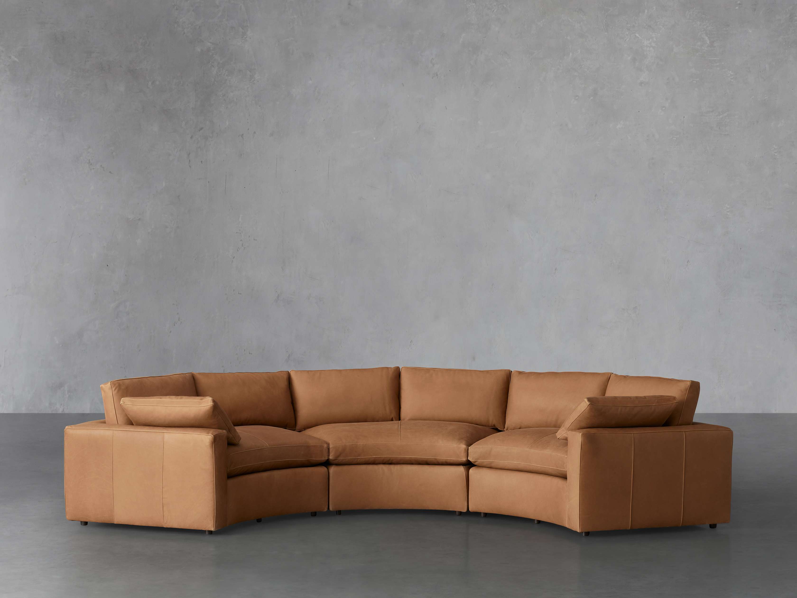Beale Leather 3-Piece Curved Sectional Sofa Set - Modern L-Shaped Couch for Living Room, Family Room & Lounge Areas