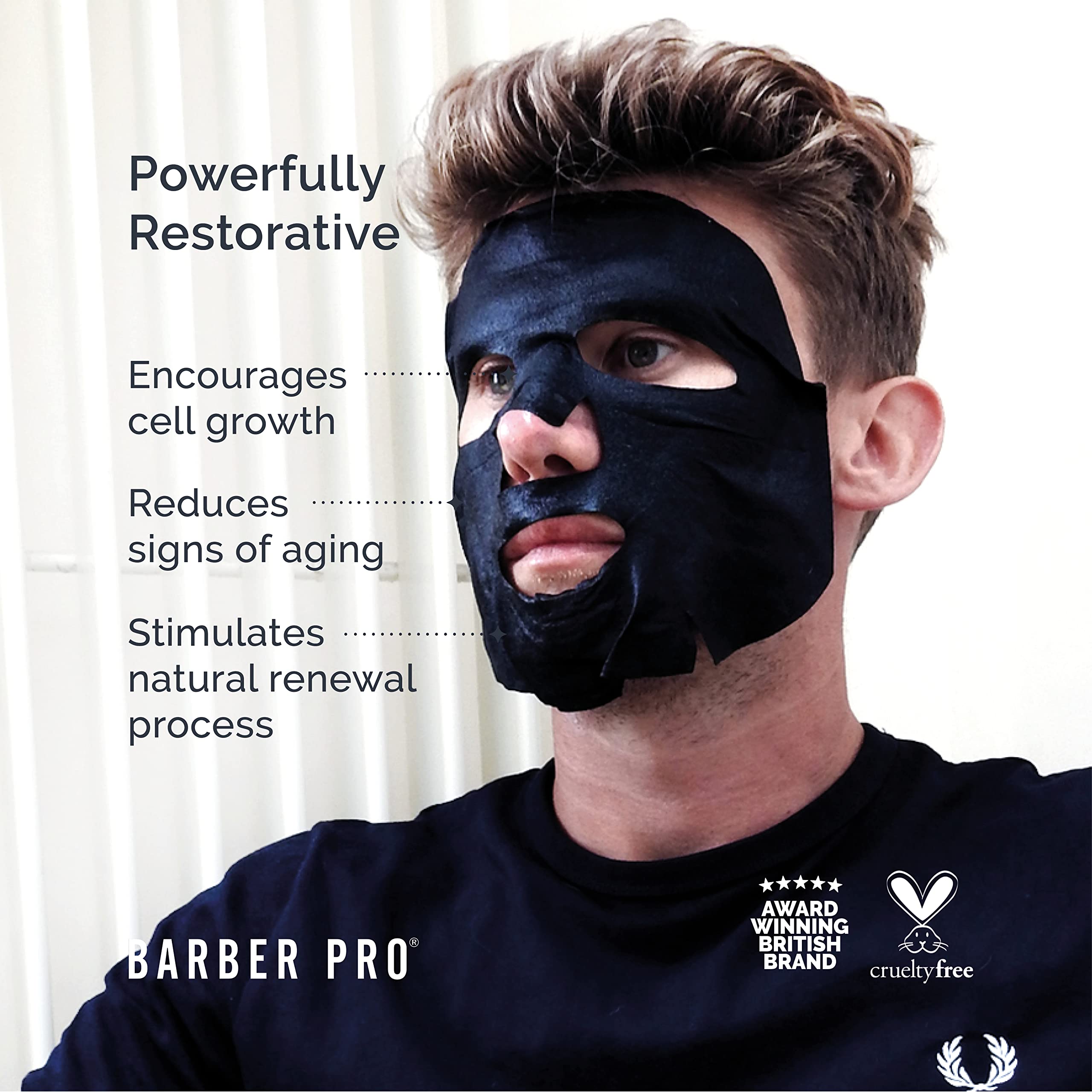 BARBER PRO Gentlemen's Sheet Mask - Anti-Aging Collagen Hydrating Face Mask for Men with Green Tea & Seaweed Extract | Rejuvenating & Cleansing Skincare | Witch Hazel Formula | Multi-Award Winning Brand | Perfect for Post-Shave Care & Daily Skincare Routine