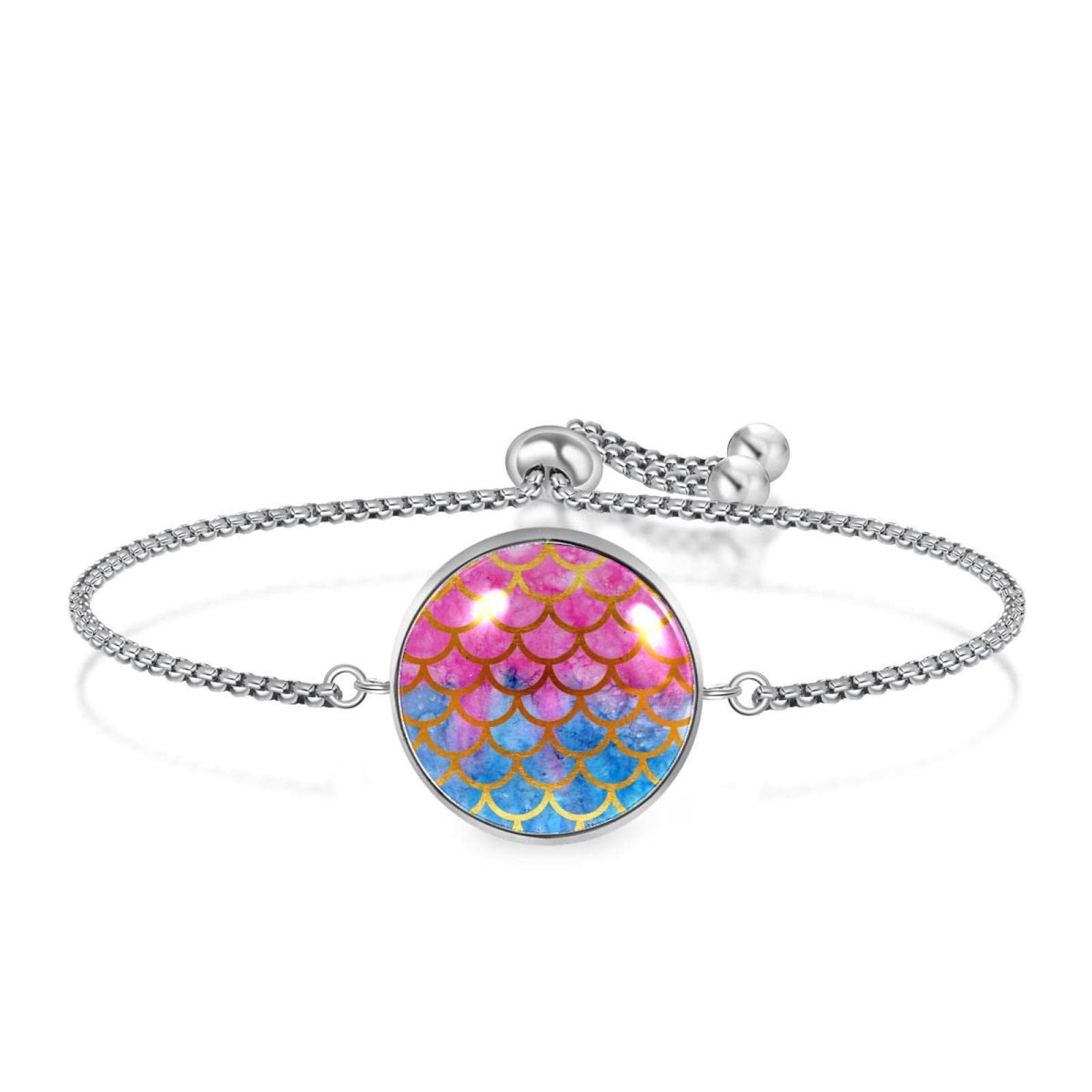 Stainless Steel Mermaid Fish Scale Bracelet - Unique Colorful Design for Women, Perfect for Beach Parties, Summer Fashion & Gift Giving
