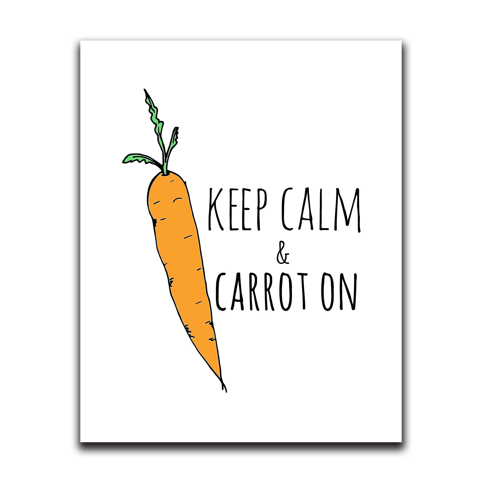 Moonlight Makers Funny Wall Decor - Keep Calm & Carrot On Inspirational Quote Art Print (8x10 Inch) - Perfect for Bedroom, Bathroom, Kitchen, Office, Living Room, Apartment & Dorm - Great Gift Idea for Home Decor Lovers