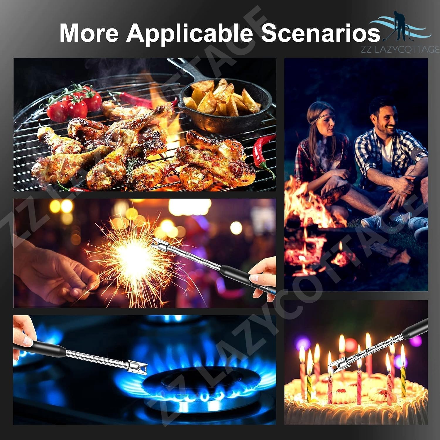 Rechargeable USB Candle Lighter - Windproof Electric Arc Ignition Lighter for Kitchen, BBQ, Candles & Gas Stove | Flameless & Safe for Indoor/Outdoor Use | Perfect for Camping, Fireplaces & Home Decor