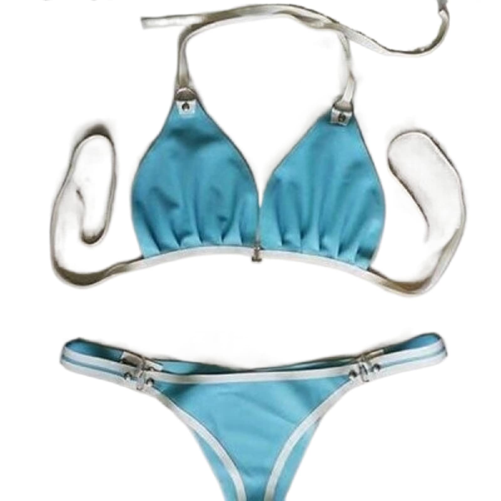 100% Natural Latex Rubber Underwear Set - Customizable Bra & Shorts in Sky Blue, XXL | Perfect for Fetish Wear, Cosplay & Sensual Lingerie