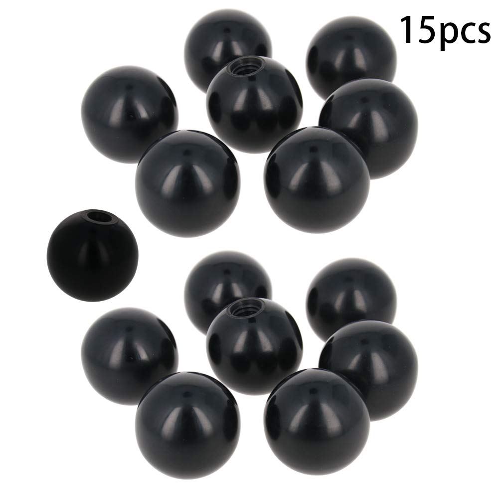 Bettomshin 15PCS M12 Female Thread Thermoset Ball Knob - 40mm/1.57” Diameter Bakelite Spherical Handle with Smooth Black Rim for Lawn Mowers, Exercise Equipment, Machinery Valves & Spigots | Durable Replacement Part for Industrial and Home Use