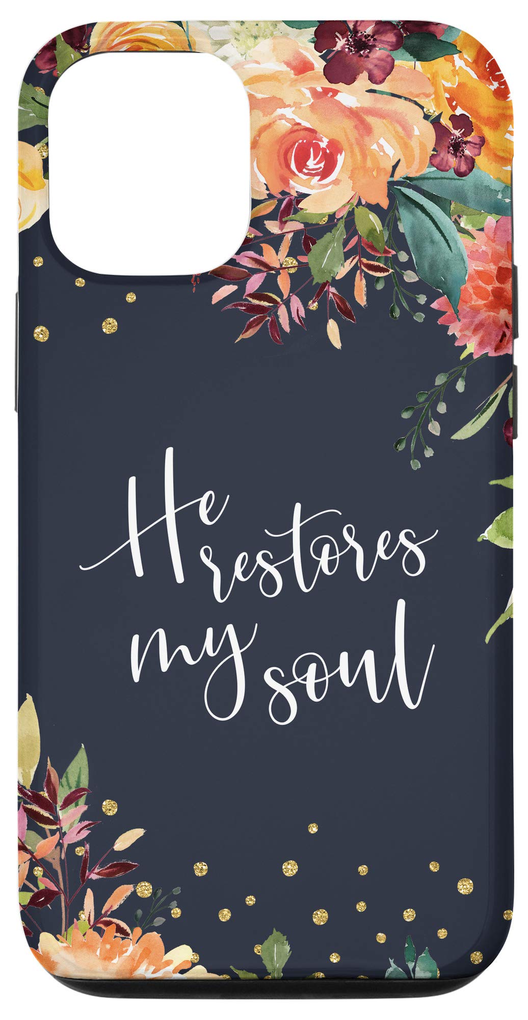 iPhone 12/12 Pro Christian Bible Verse Case - Psalm 23:3 'He Restores My Soul' Phone Cover for Religious Protection & Daily Inspiration