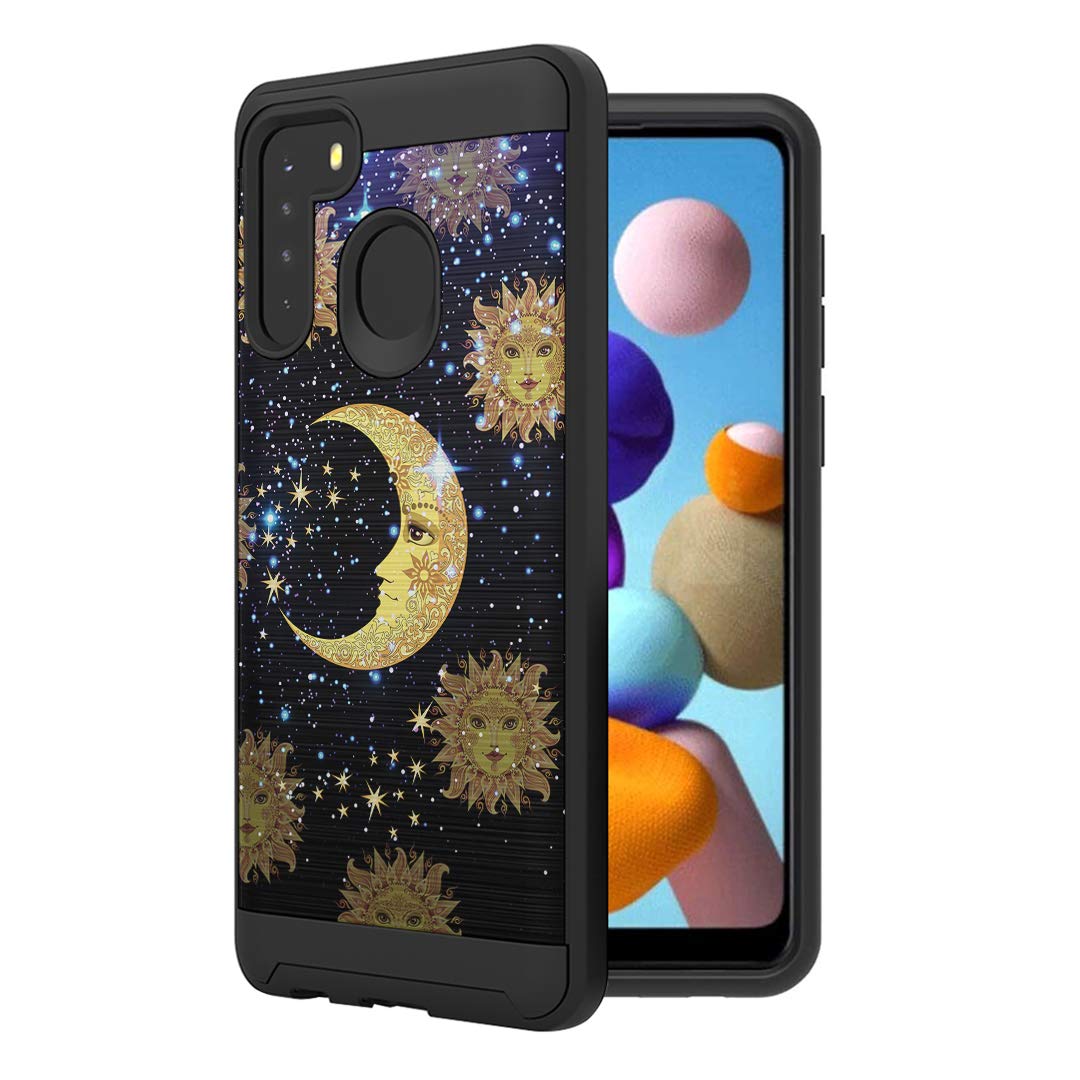 Moriko Galaxy A21 Case - Shockproof Hybrid Cover for Samsung A21 SM-A215U | Cute Brushed Texture Design for Men & Women