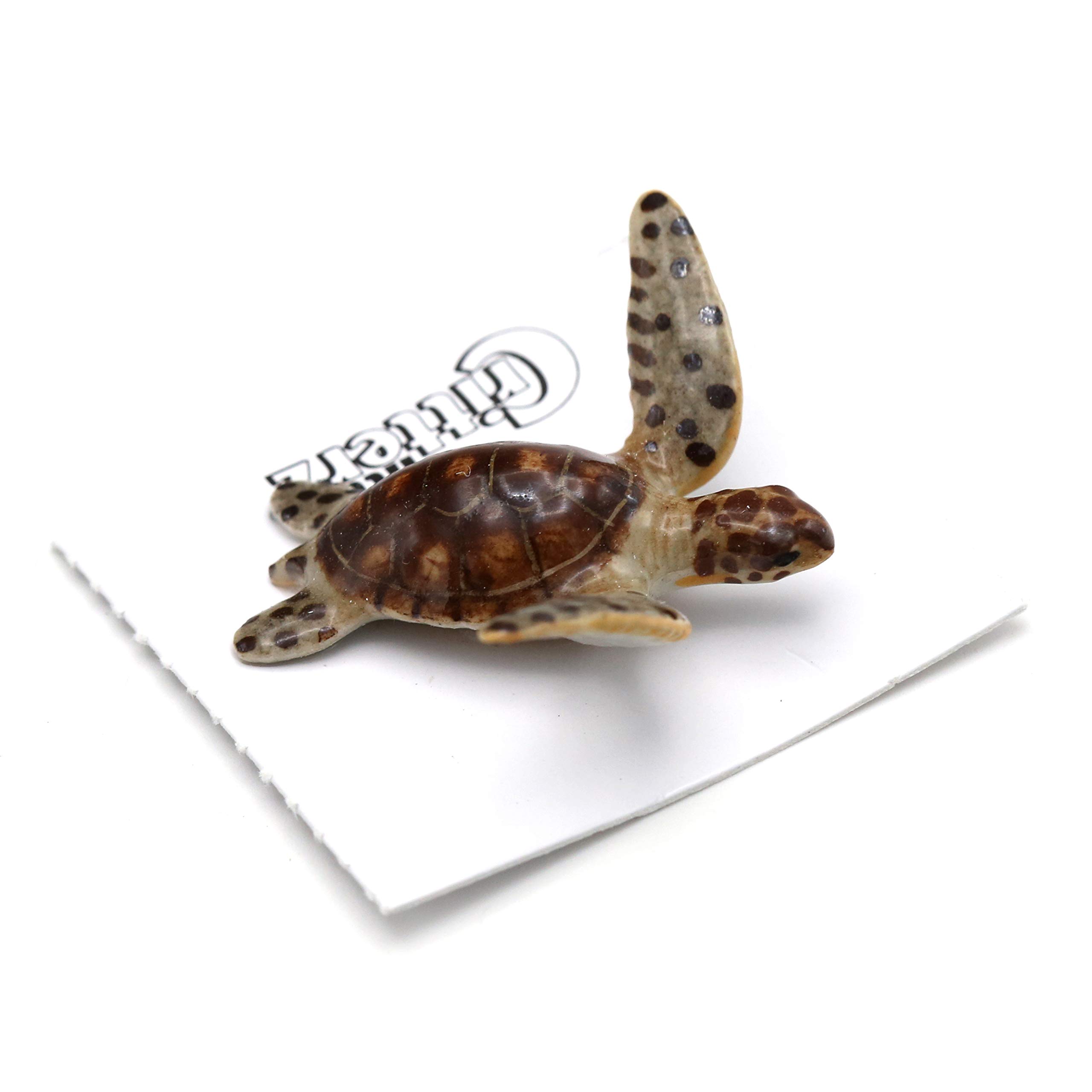 Green Sea Turtle Miniature Porcelain Figurine - Handcrafted Home Decor Collectible - Perfect for Beach House Decor, Ocean Theme Room, or Gift for Turtle Lovers