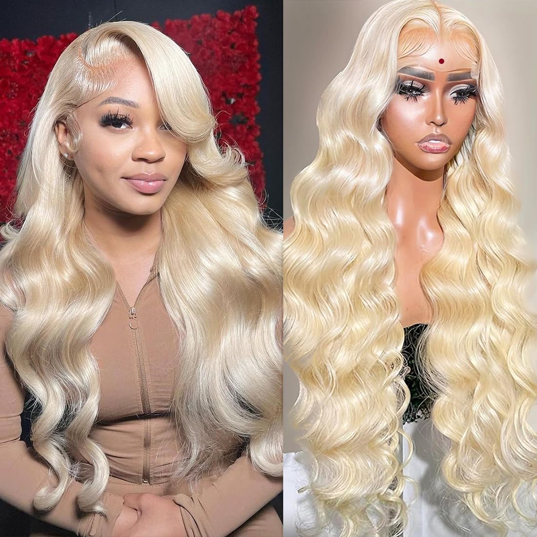 613 Blonde 13x6 Lace Front Wig Human Hair - 200% Density Body Wave with Pre-Plucked Hairline & Bleached Knots | Transparent Lace Frontal Wig 30 Inch for Daily Wear, Parties & Special Occasions