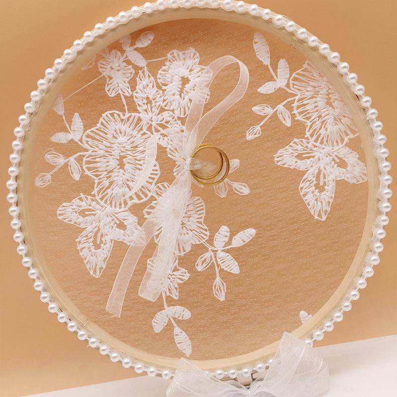 Handmade Wooden Ring Pillow with Embroidery Hoop - Perfect for Weddings, Engagements & DIY Craft Projects