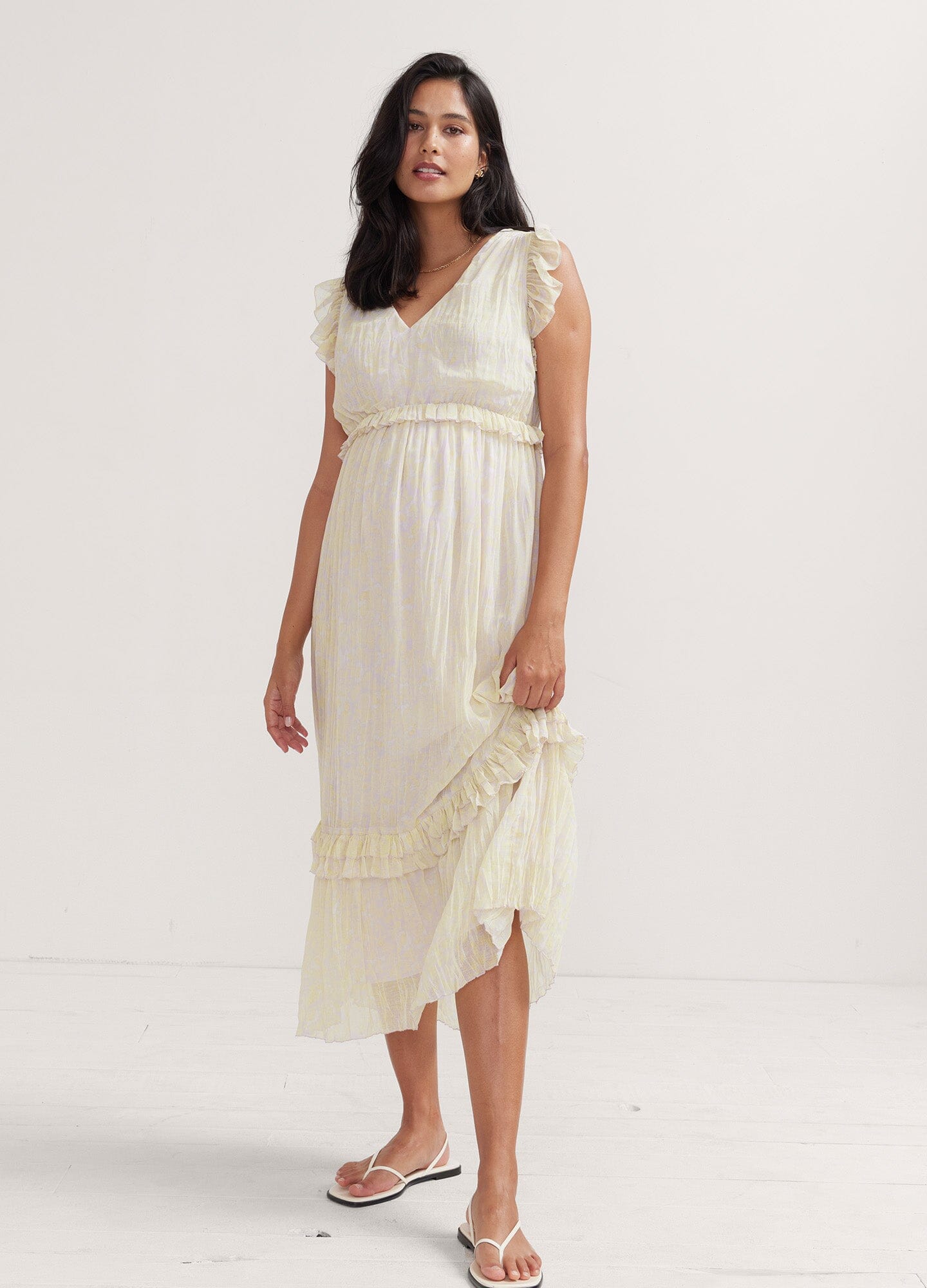 Luna Dress for Women - Elegant Flowy Midi Dress with Short Sleeves & V-Neck | Perfect for Summer, Beach, Date Night & Casual Wear