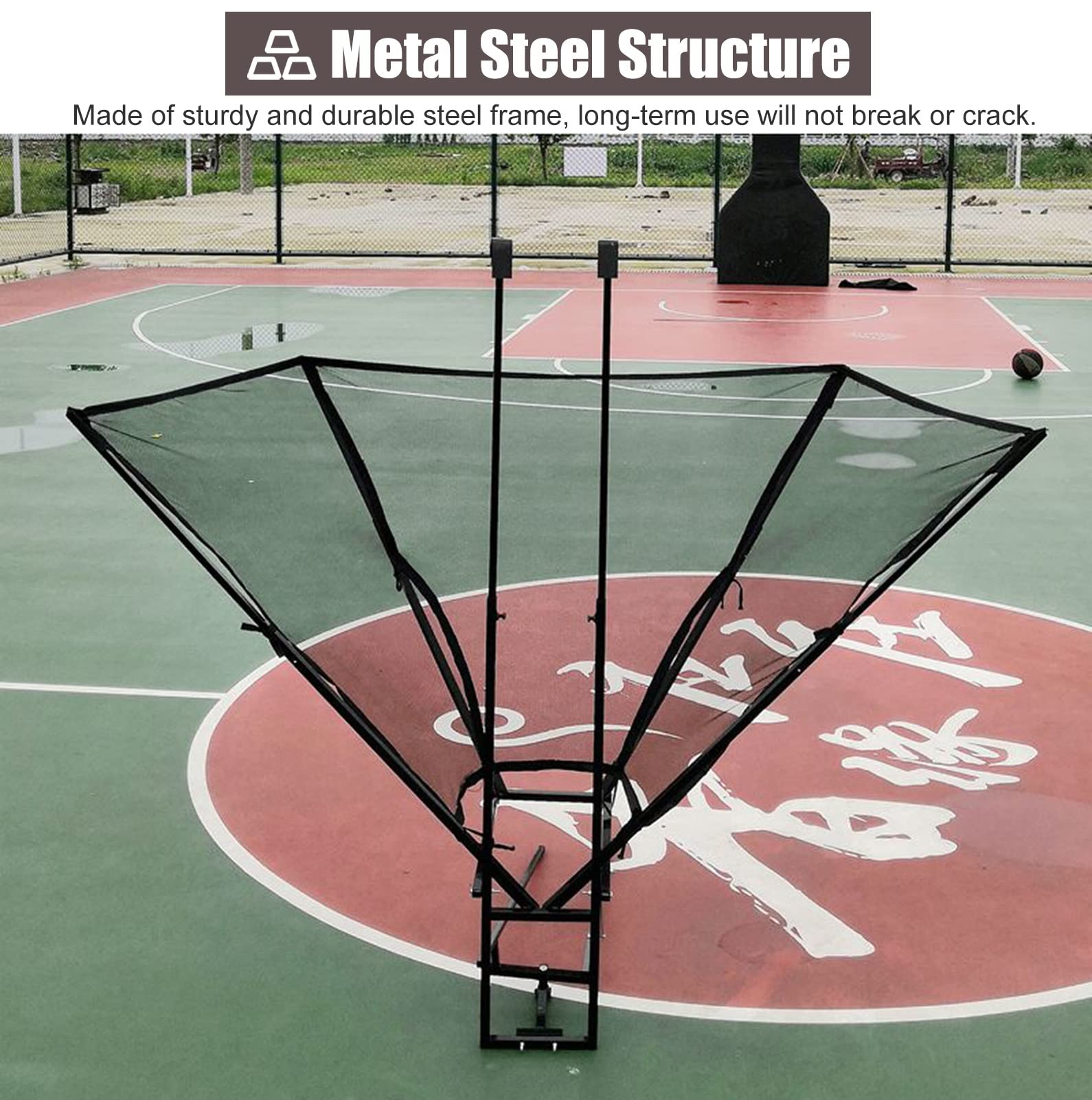 Metal Basketball Return Attachment for Hoop - Adjustable Shot Returner Net System with Rebounder for Training | Perfect for Driveway, Backyard & Gym Practice Sessions