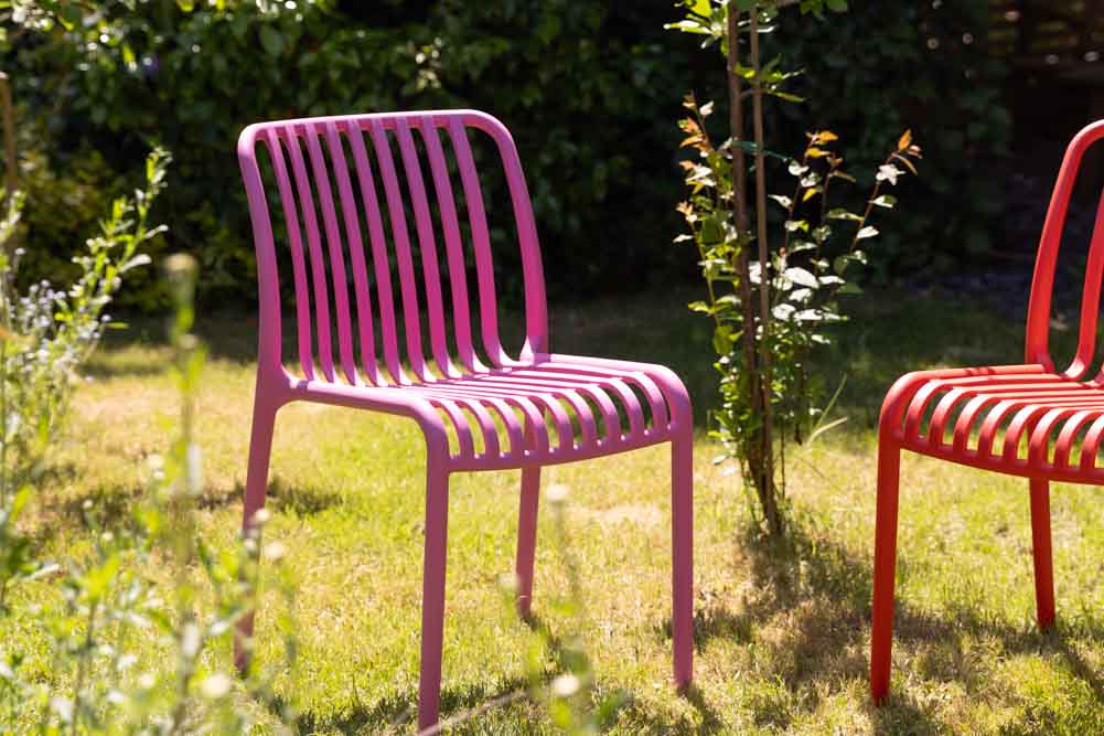 Pink Outdoor Garden Dining Chair - Waterproof Patio Furniture for Backyard, Poolside, and Terrace Relaxation