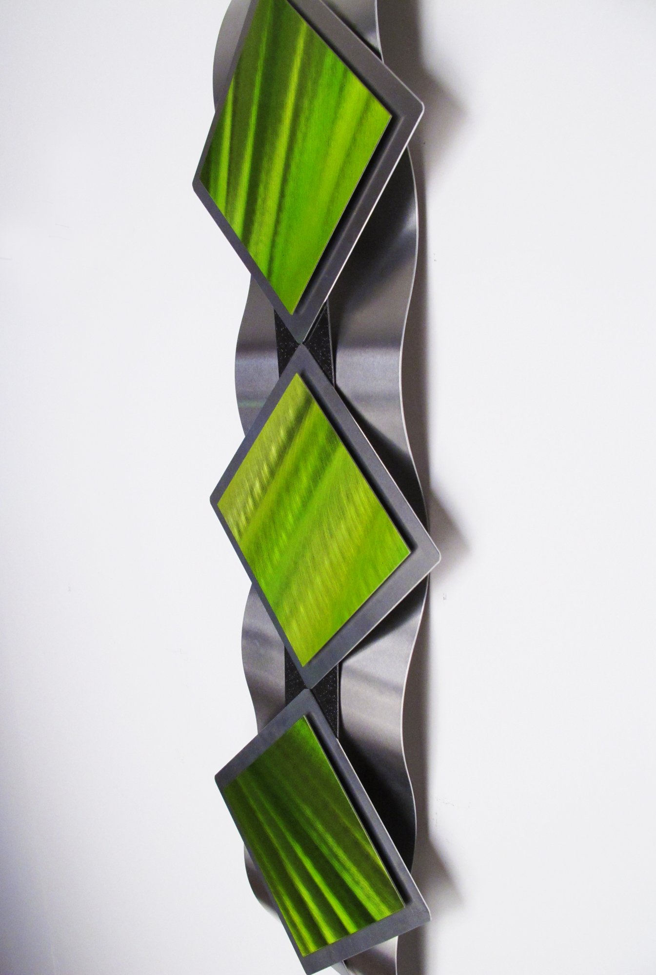 Modern Abstract Metal Wall Art Sculpture - Green Painting Home Decor for Living Room, Bedroom & Office - Mystic Reflections Glowing Gardens Design