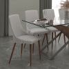 Premium Faux Leather Dining Chairs Set of 2 - Light Grey & Walnut Finish - Modern Kitchen & Dining Room Furniture for Home & Restaurant Use