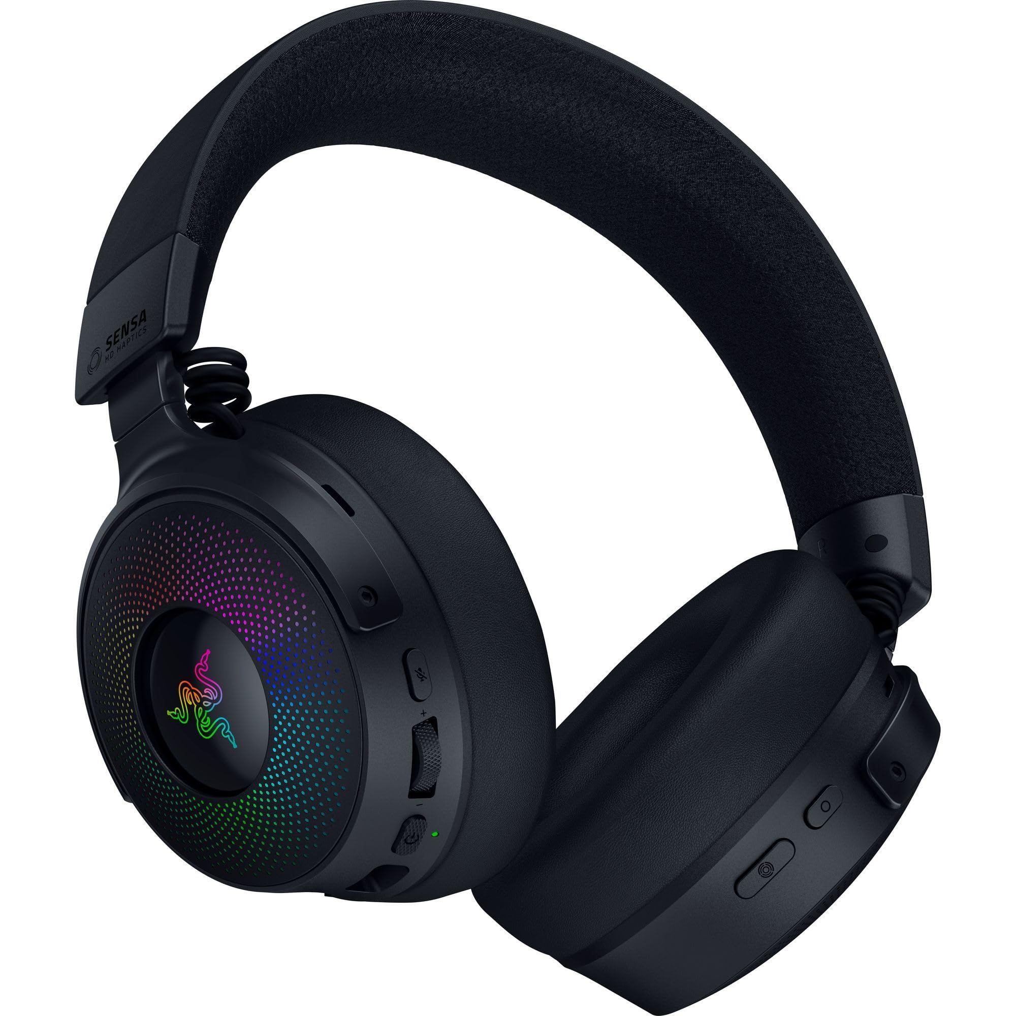 Razer Kraken V4 Pro Wireless Gaming Headset with OLED Control Hub - HD Haptics, 2.4GHz Wireless & Bluetooth Connectivity - USB/3.5mm Compatible - Super Wideband Mic for PC, Mac, PS5, Nintendo Switch, Steam Deck & Smartphone - Perfect for Competitive Gaming, Streaming & Virtual Meetings