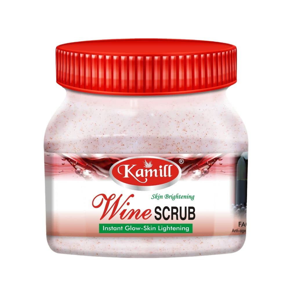 Kamill Red Wine Body & Face Scrub for Women & Men - Exfoliating Scrub with Blackhead & Whitehead Remover, Dead Skin Treatment - 500g Natural Skincare for Smooth, Glowing Skin | Perfect for Daily Cleansing & Spa Nights