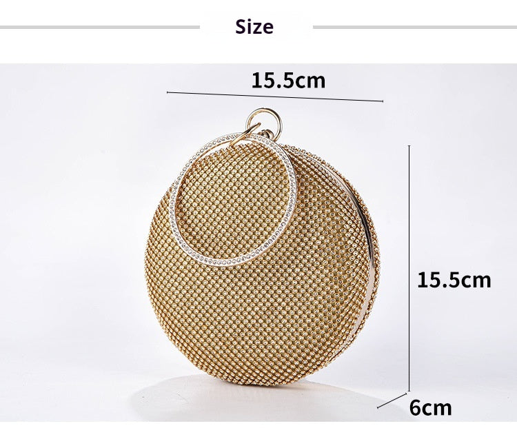 Sparkling Rhinestone Evening Clutch Bag for Women - Elegant Round Party Purse with Crystal Embellishments | Perfect for Weddings, Prom, Gala & Special Occasions