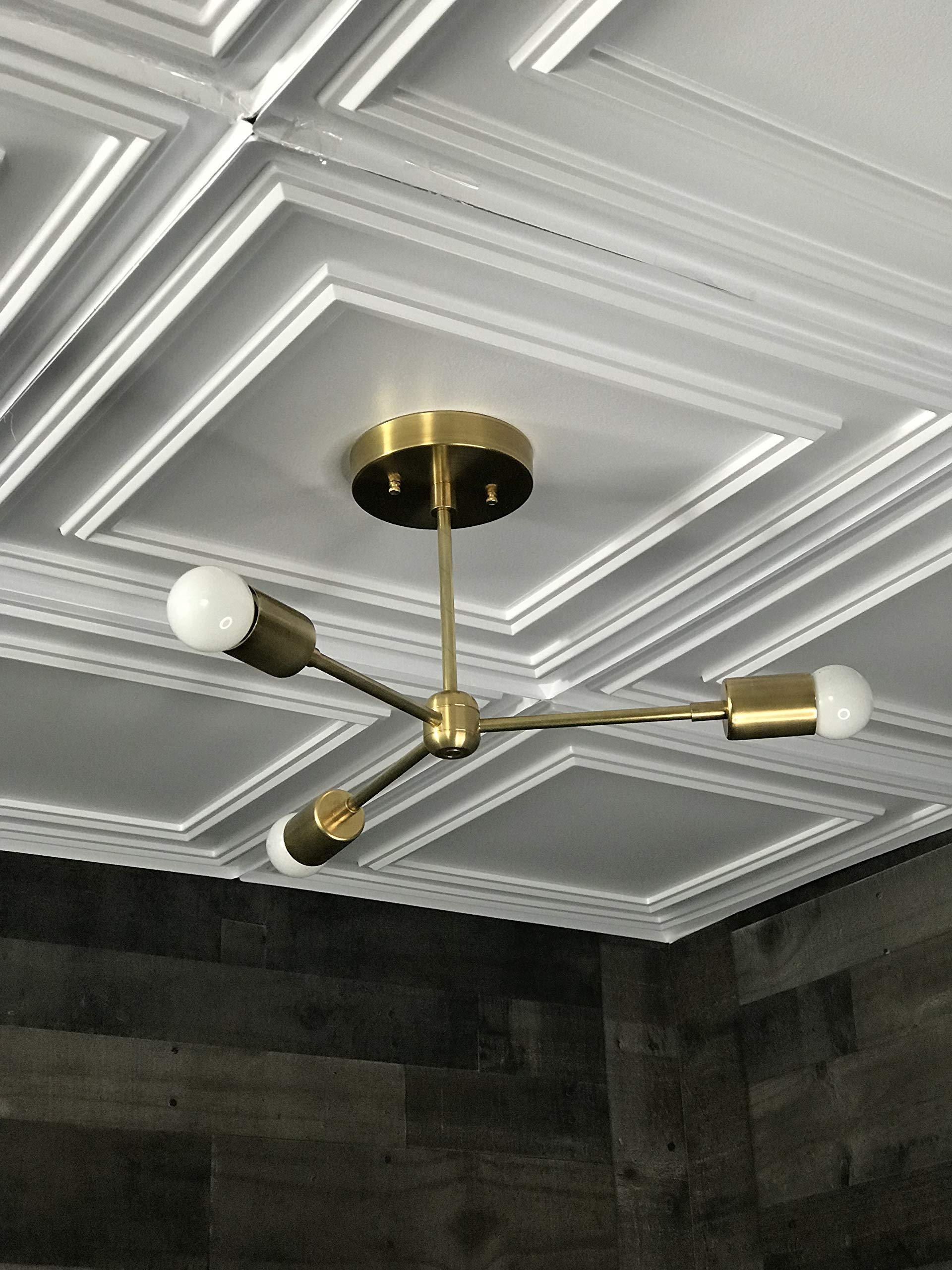 Atlas Modern Chandelier - 3 Light Sputnik Mid Century Industrial Ceiling Fixture for Dining Room, Living Room & Bedroom Lighting