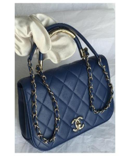 Chanel Medium Flap Bag With Top Handle in Blue - Luxury Crossbody Shoulder Bag for Women, Perfect for Work, Travel & Evening Events