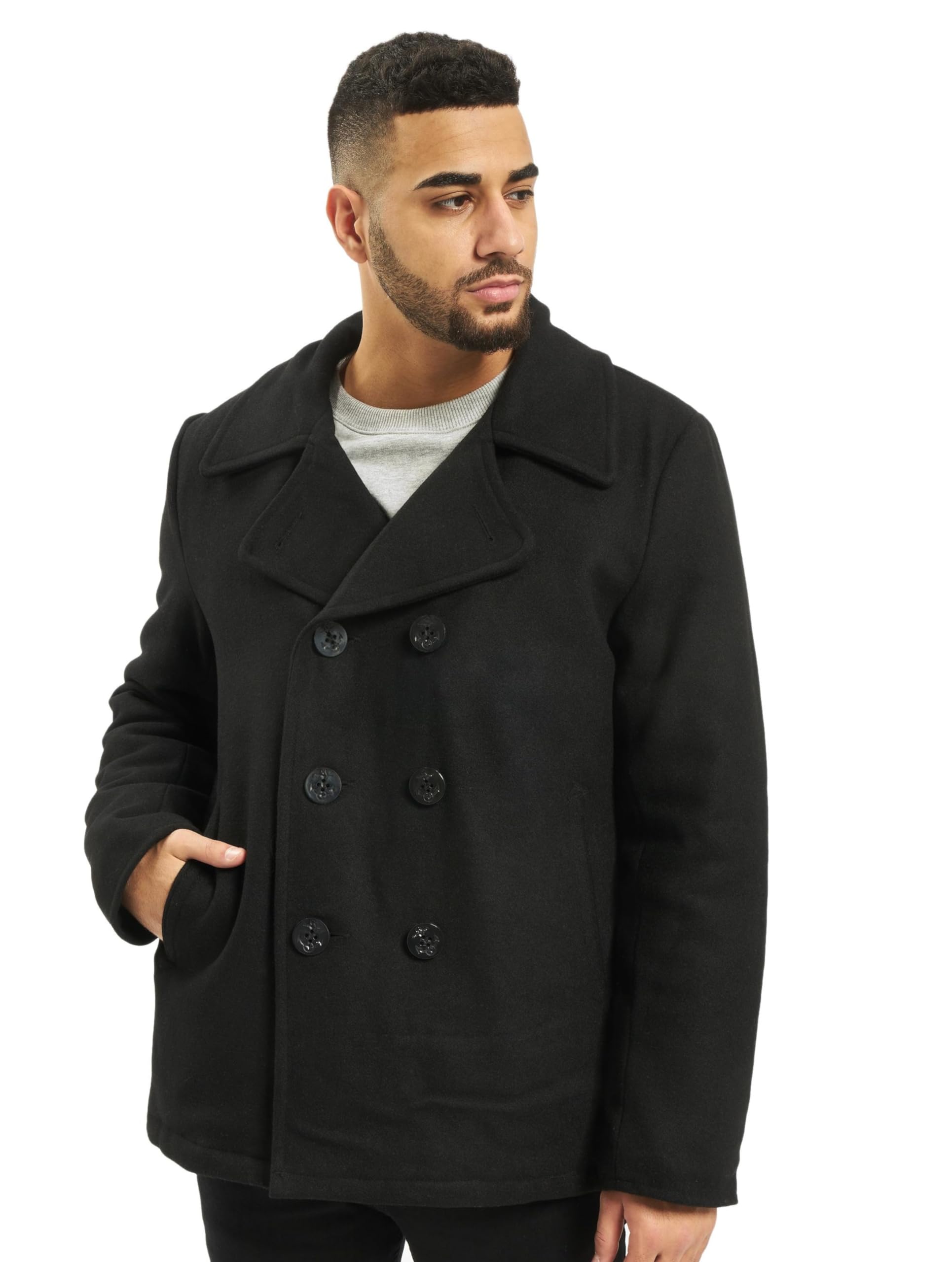 Men's Classic Black Pea Coat - Winter Warm Wool Overcoat for Business & Casual Wear | Perfect for Office, Dating & Outdoor Activities