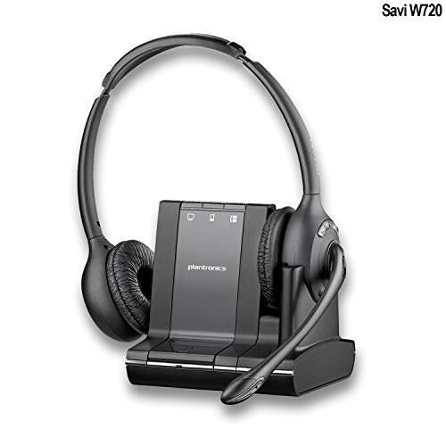 Plantronics Savi W720 Wireless Headset System - Multi-Device Bluetooth Headset for Cell Phone, Office & Computer - Ideal for Remote Work, Call Centers & Business Communications