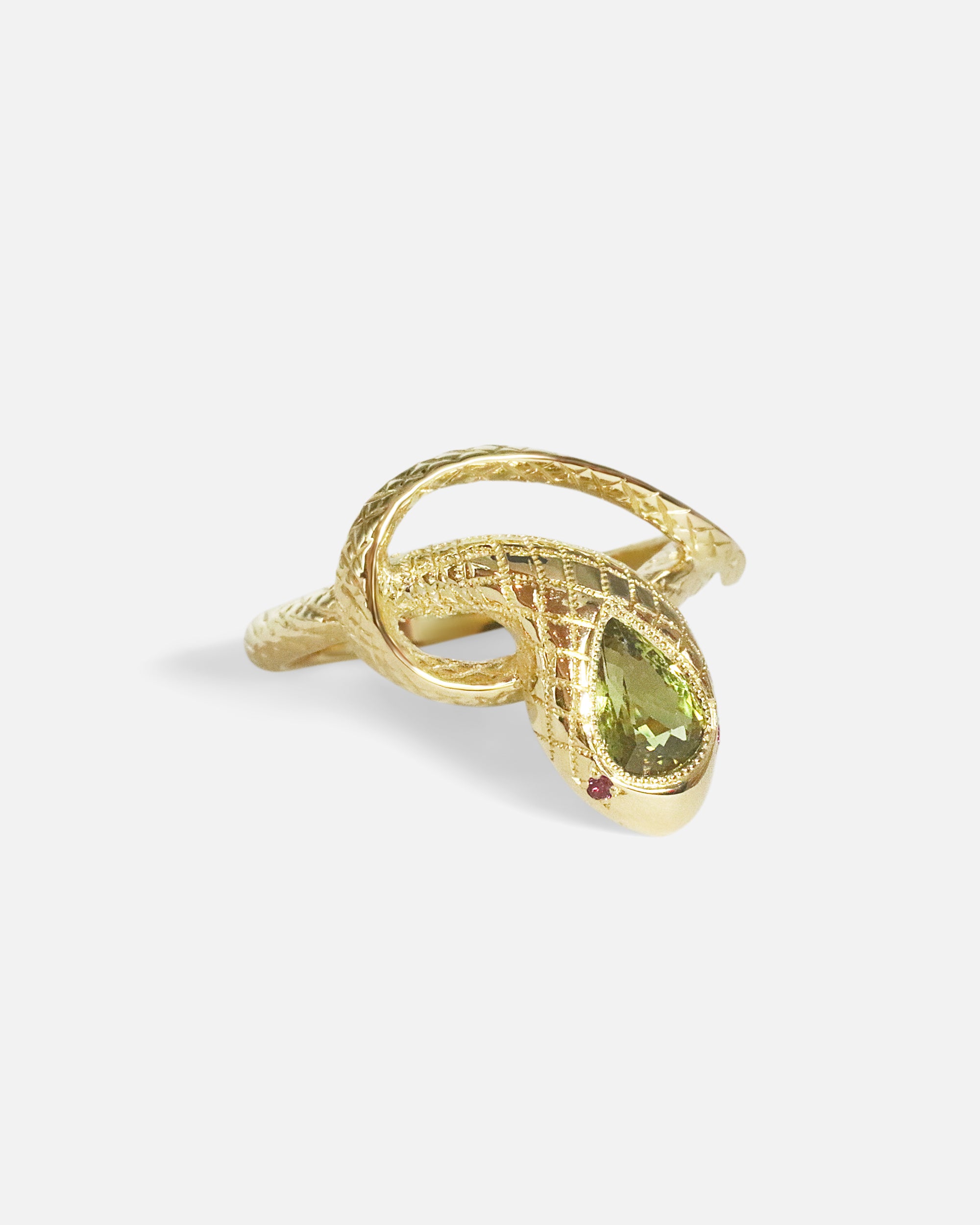 Ornata Ophidia Pear Ring with Genuine Green Sapphire - Elegant Jewelry for Women, Perfect for Weddings, Parties & Special Occasions