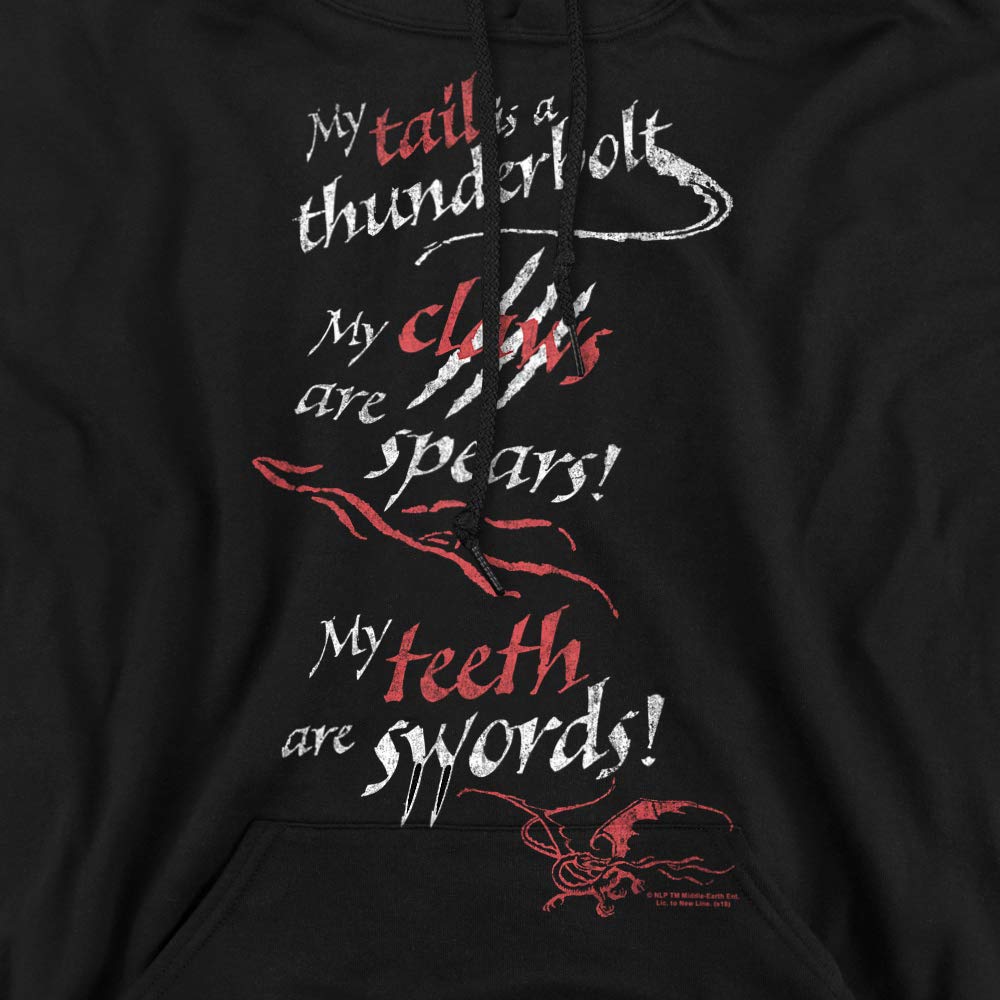 The Hobbit Tail Claws Teeth Unisex Pullover Hoodie - Fantasy Cosplay Costume & Lord of the Rings Merch for Halloween, Comic Con & Movie Themed Parties