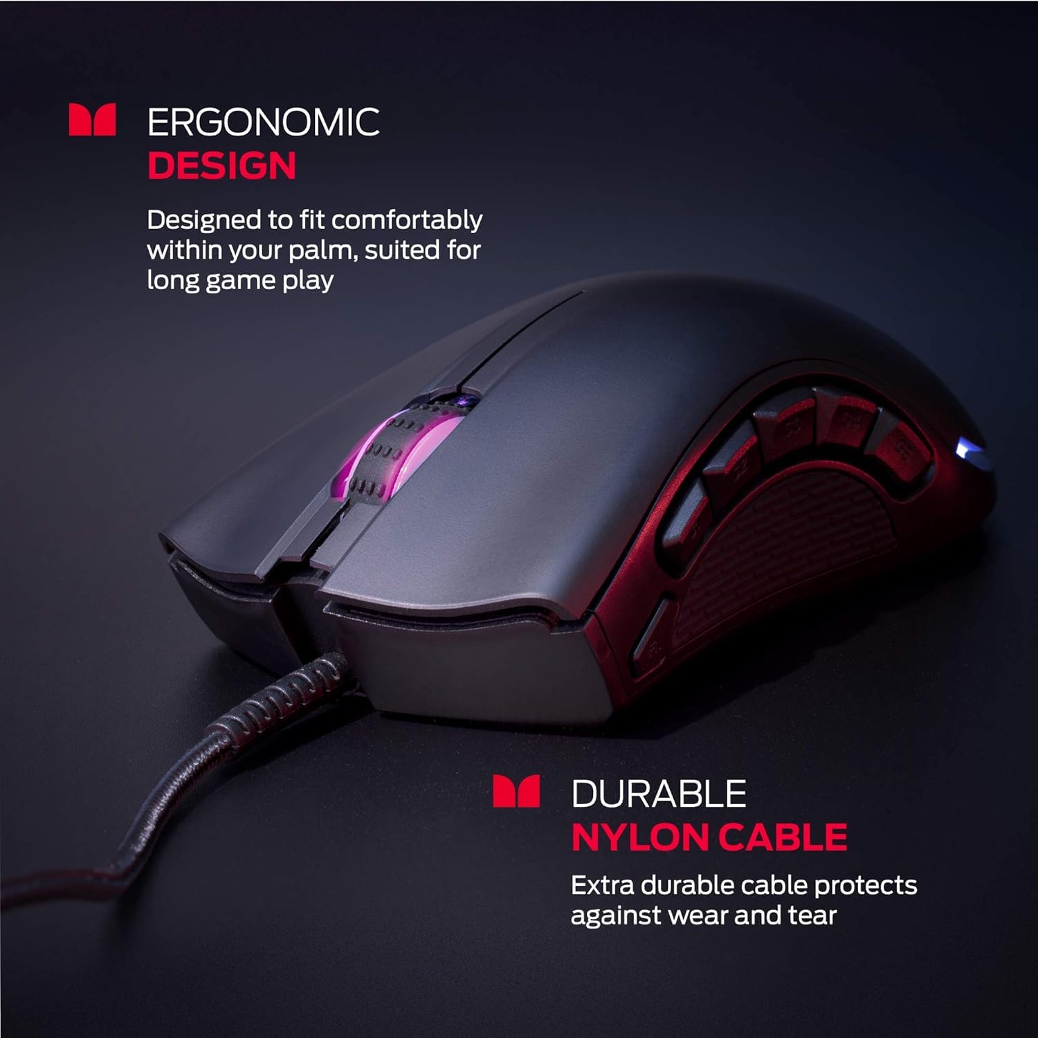 Monster Alpha 9.0 RGB Wired Gaming Mouse - 16,000 DPI, 7 Programmable Buttons, Ergonomic Design with Customizable LED Lighting for PC Gamers | Perfect for FPS, MOBA & MMO Gaming (Black)