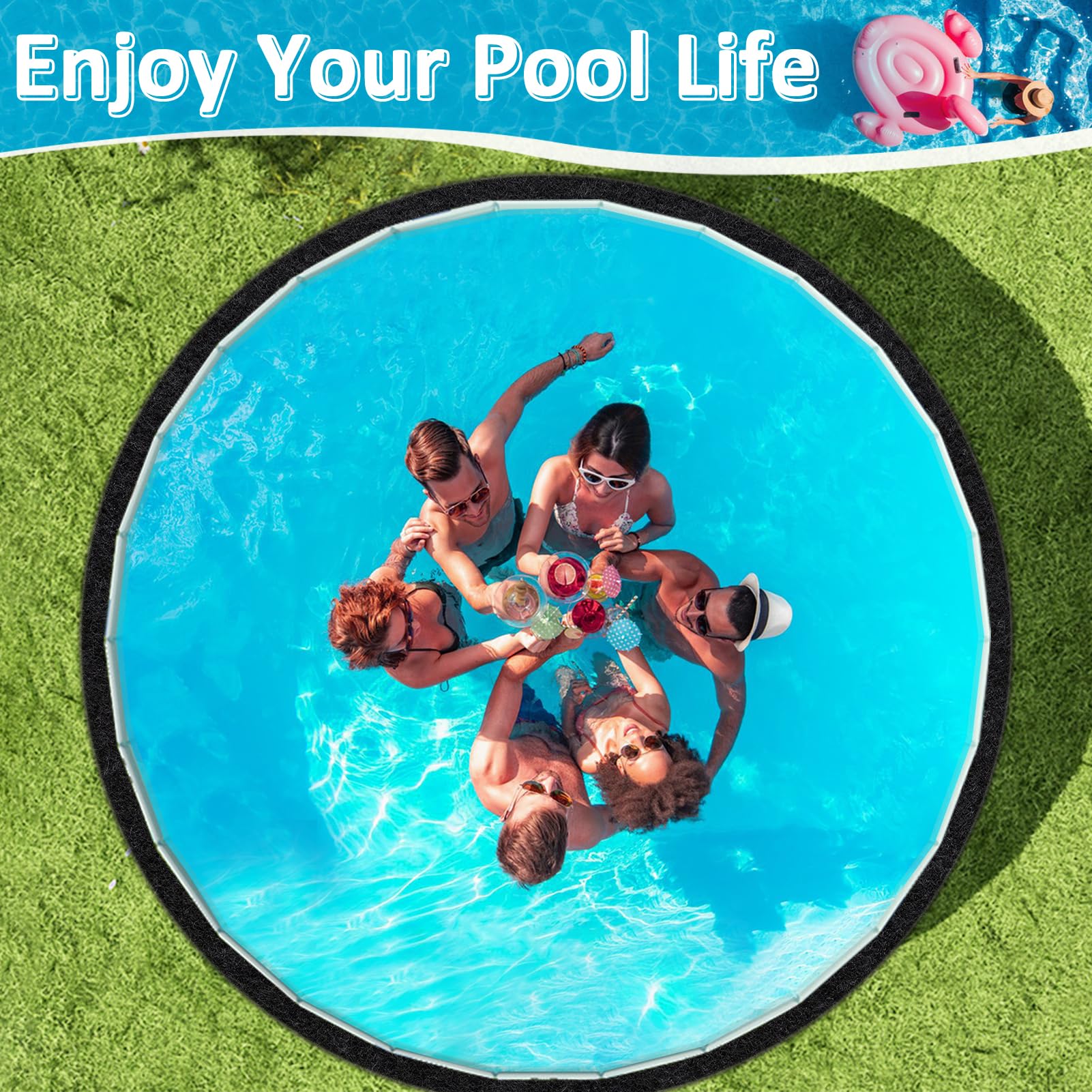 15FT Round Above Ground Pool Pad - Durable Geotextile Under Pool Mat for Puncture Protection | Extends Inflatable Pool & Hot Tub Liner Life | Perfect for Backyard, Patio & Outdoor Swimming Areas