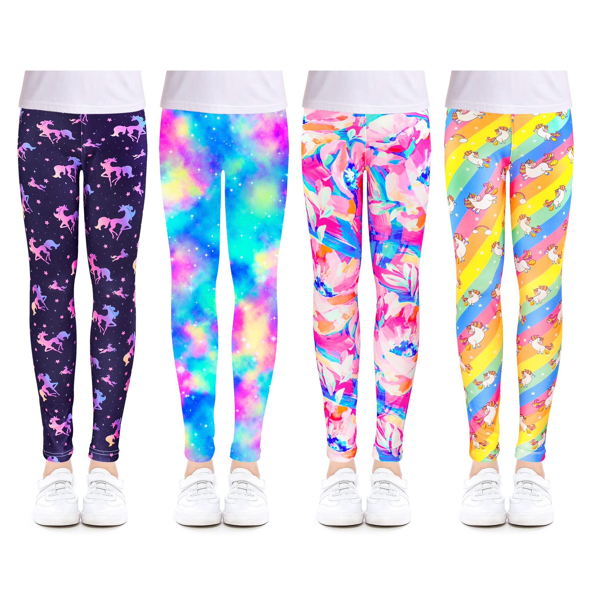 ZukoCert Girls Leggings 5-Pack - Soft Stretchy Athletic Pants for Girls Age 4-12 - Comfortable Yoga & Playtime Leggings for School, Sports & Everyday Wear