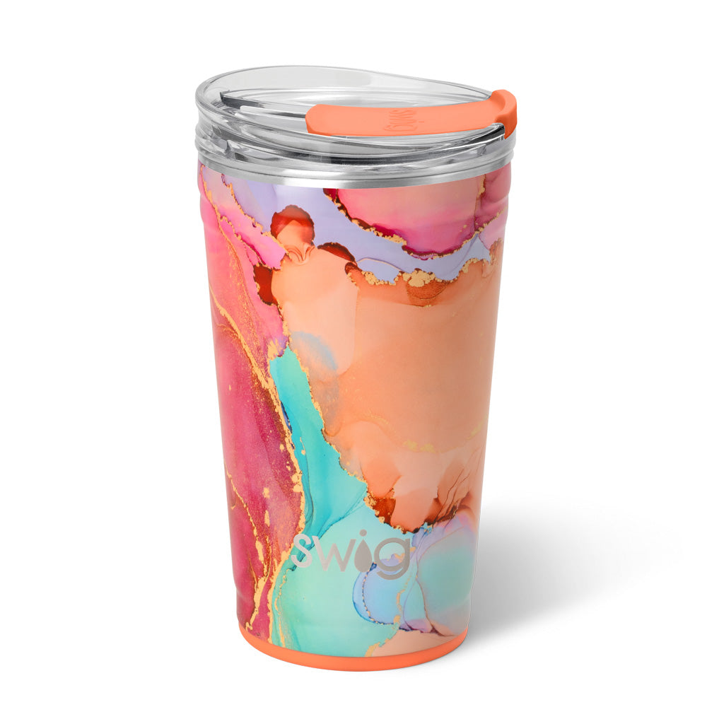 24oz Dreamsicle Party Cups - Bulk Orange & White Plastic Cups for Summer Parties, BBQs, Picnics & Outdoor Events - BPA Free Disposable Drinkware