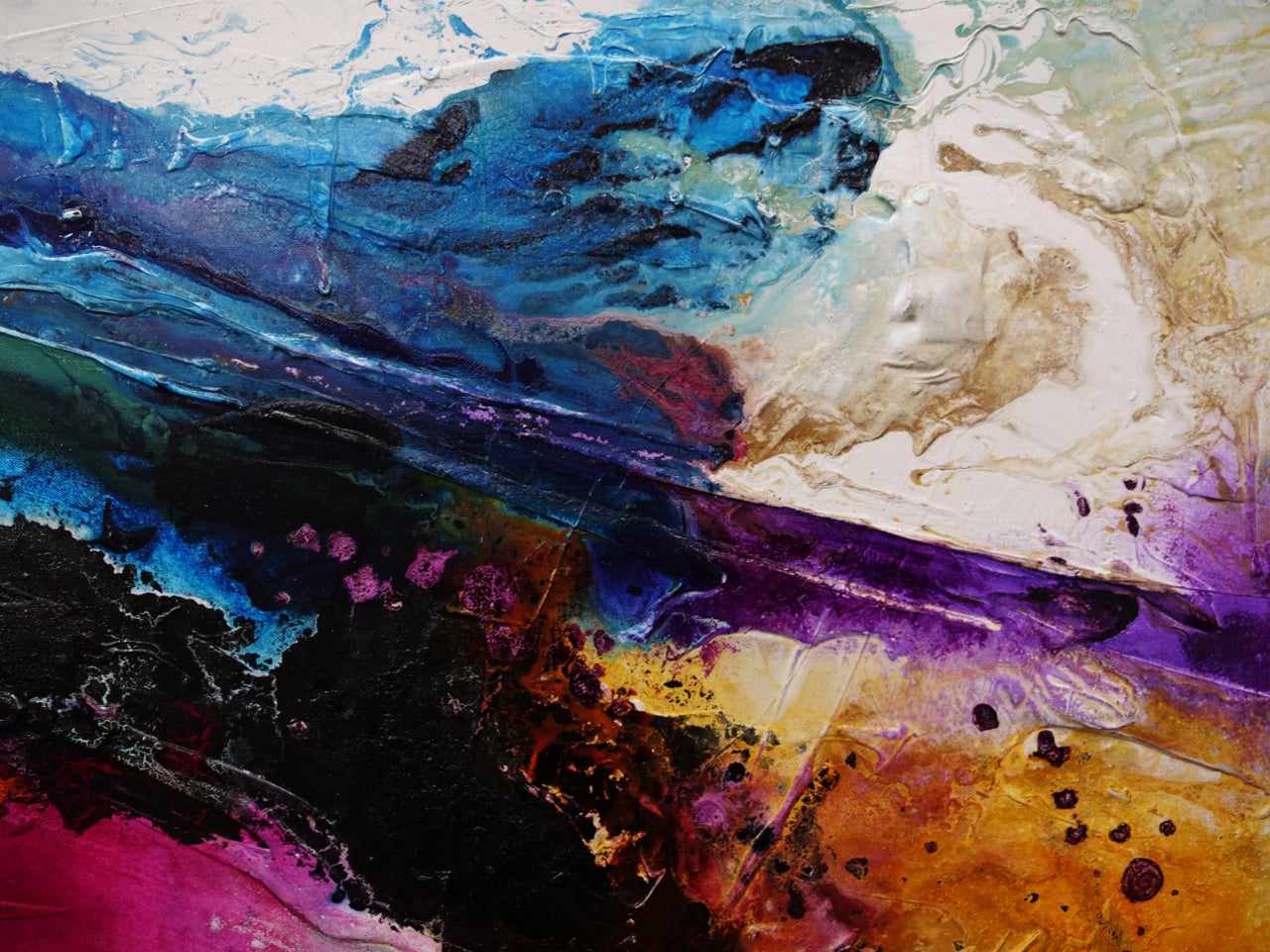 160cm x 100cm Red Violet Rush Abstract Textured Painting - Violet Magenta Black Modern Artwork for Living Room, Bedroom & Office Wall Decor