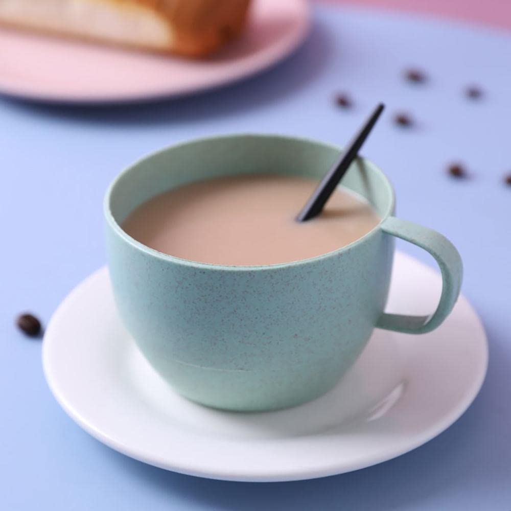 Eco-Friendly Wheat Straw Coffee Mug - Unbreakable Reusable Cup for Tea, Juice, Milk & Oats - Perfect for Breakfast, Office & Travel (Pink)