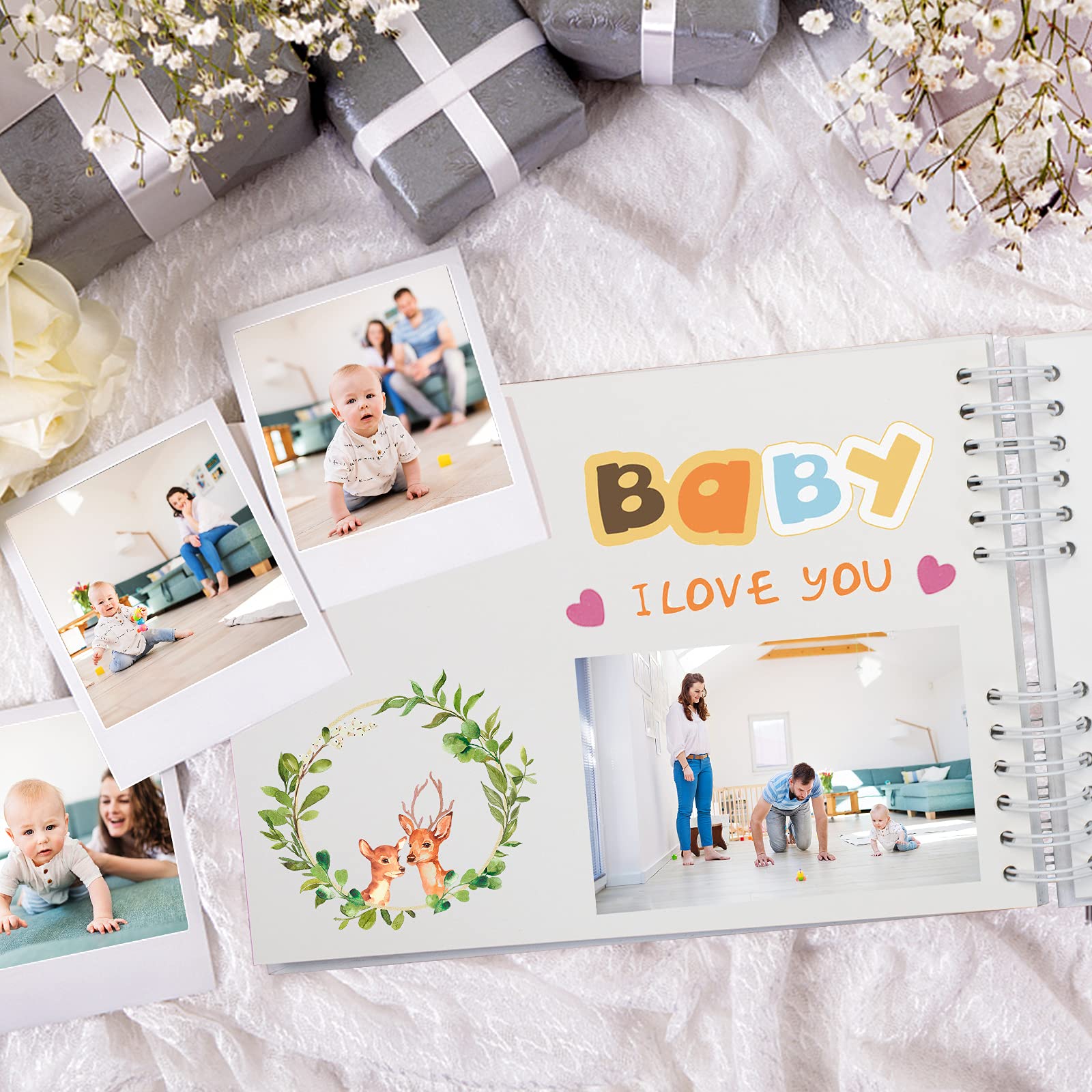 EVNEED Scrapbook Photo Album - Wedding Guest Book, Anniversary Memory Book for DIY Scrapbooking, Craft Paper Album, Perfect for Gifts (White) - Ideal for Weddings, Anniversaries, Baby Showers & Special Occasions