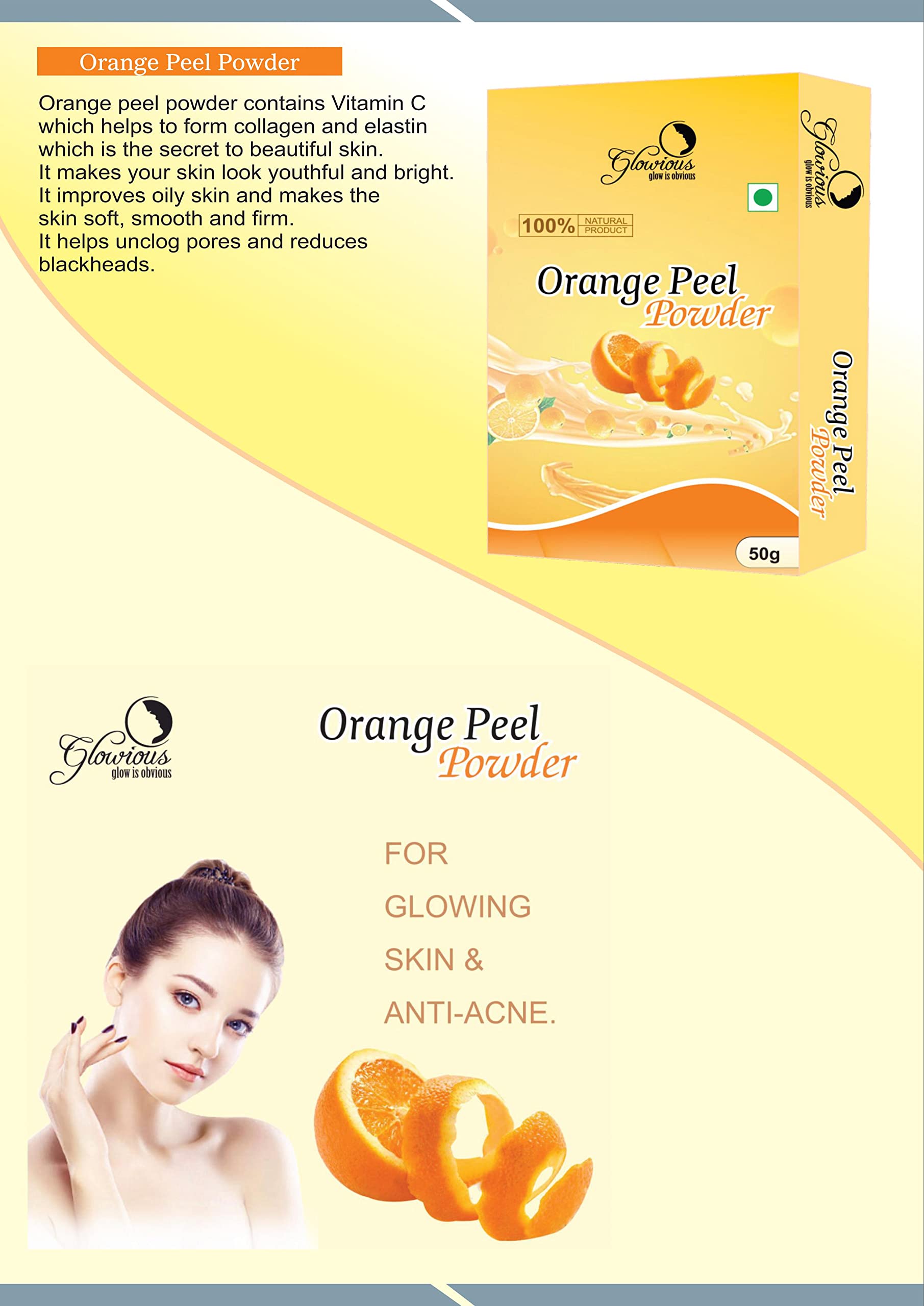Glowious Radiance Bundle: 100% Natural Orange Peel, Amla, Hibiscus & Ubtan Powder Combo (200g) - Vitamin C Enriched Ayurvedic Skincare for Glow Boost, Fairness & Anti-Aging | Perfect for DIY Face Masks, Brightening Treatments & Holistic Skin Care Routines