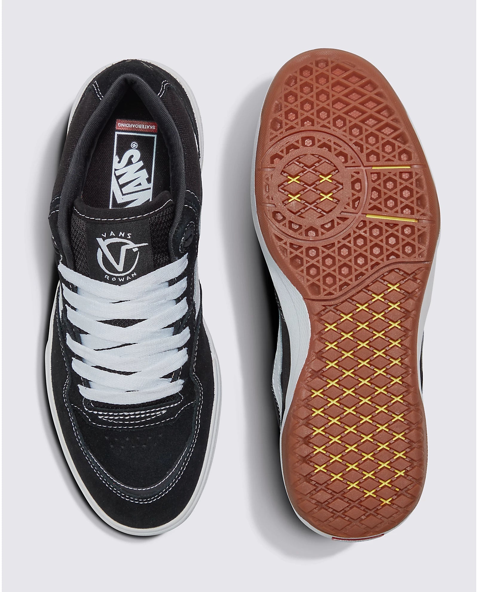 VANS Rowan 2 Shoes for Men & Women - Black/White Skateboarding Sneakers - Comfortable Casual Shoes for Skateboarding, Streetwear & Everyday Wear
