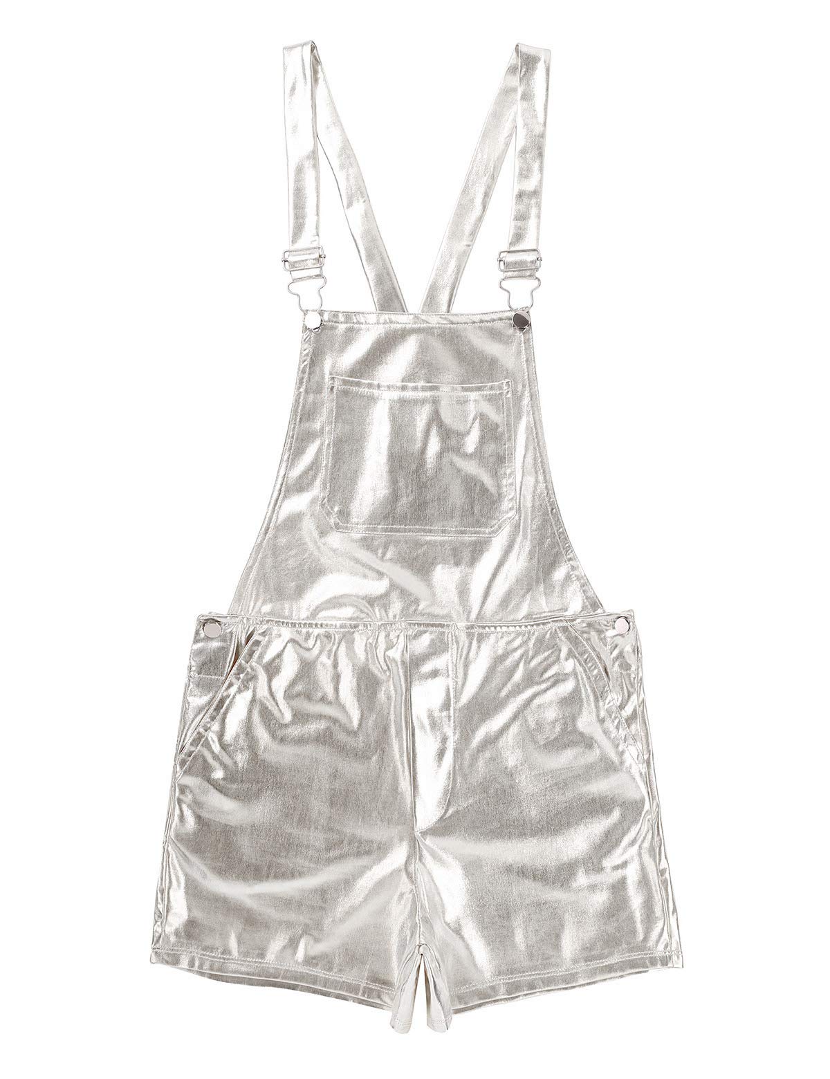 Men's Metallic Bib Overalls - Shiny Shorts for Festival & Fancy Dress