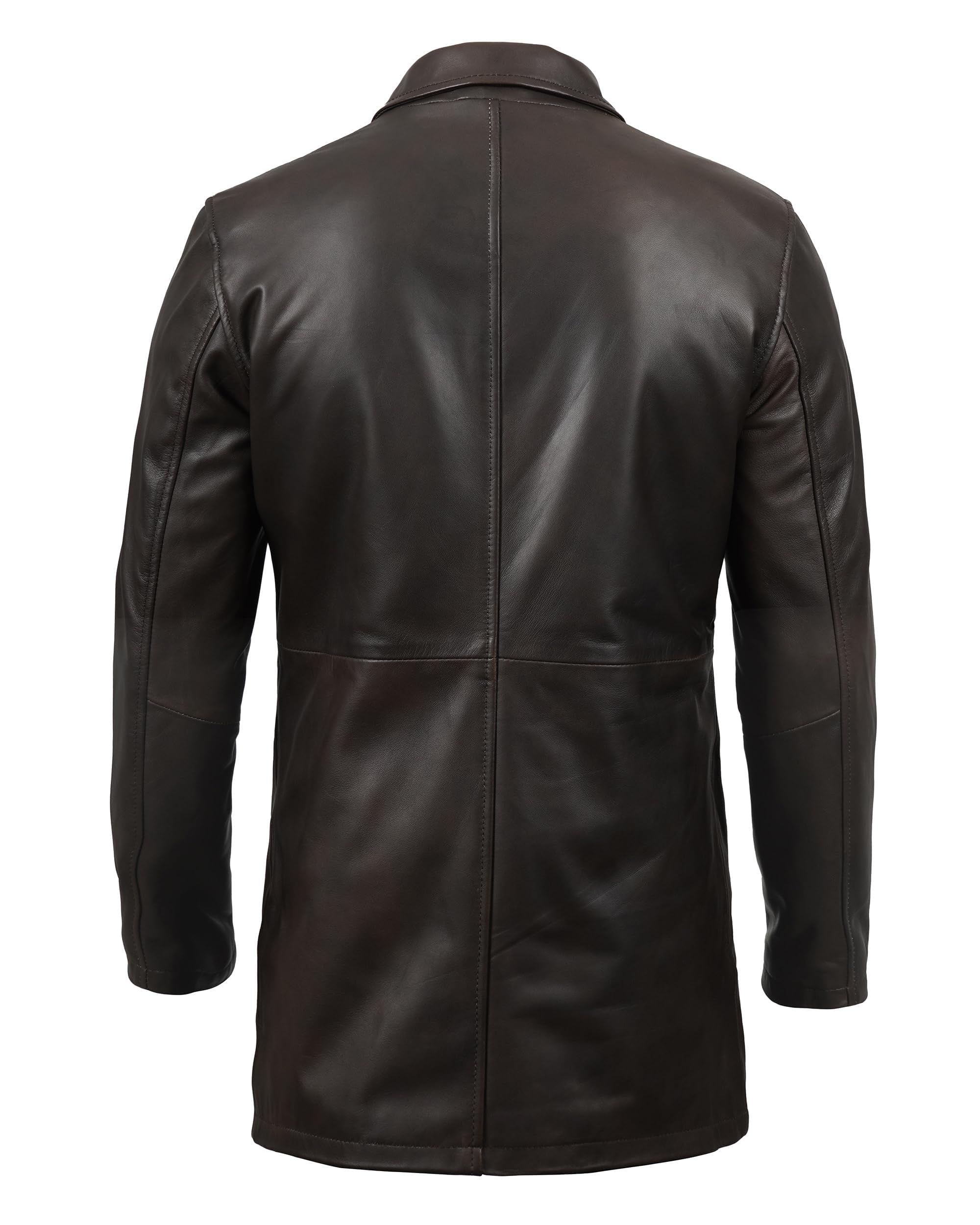 Premium Genuine Leather Coat for Men - Classic Long Winter Carcoat Style Jacket | Warm & Stylish Outerwear for Casual, Business & Outdoor Activities