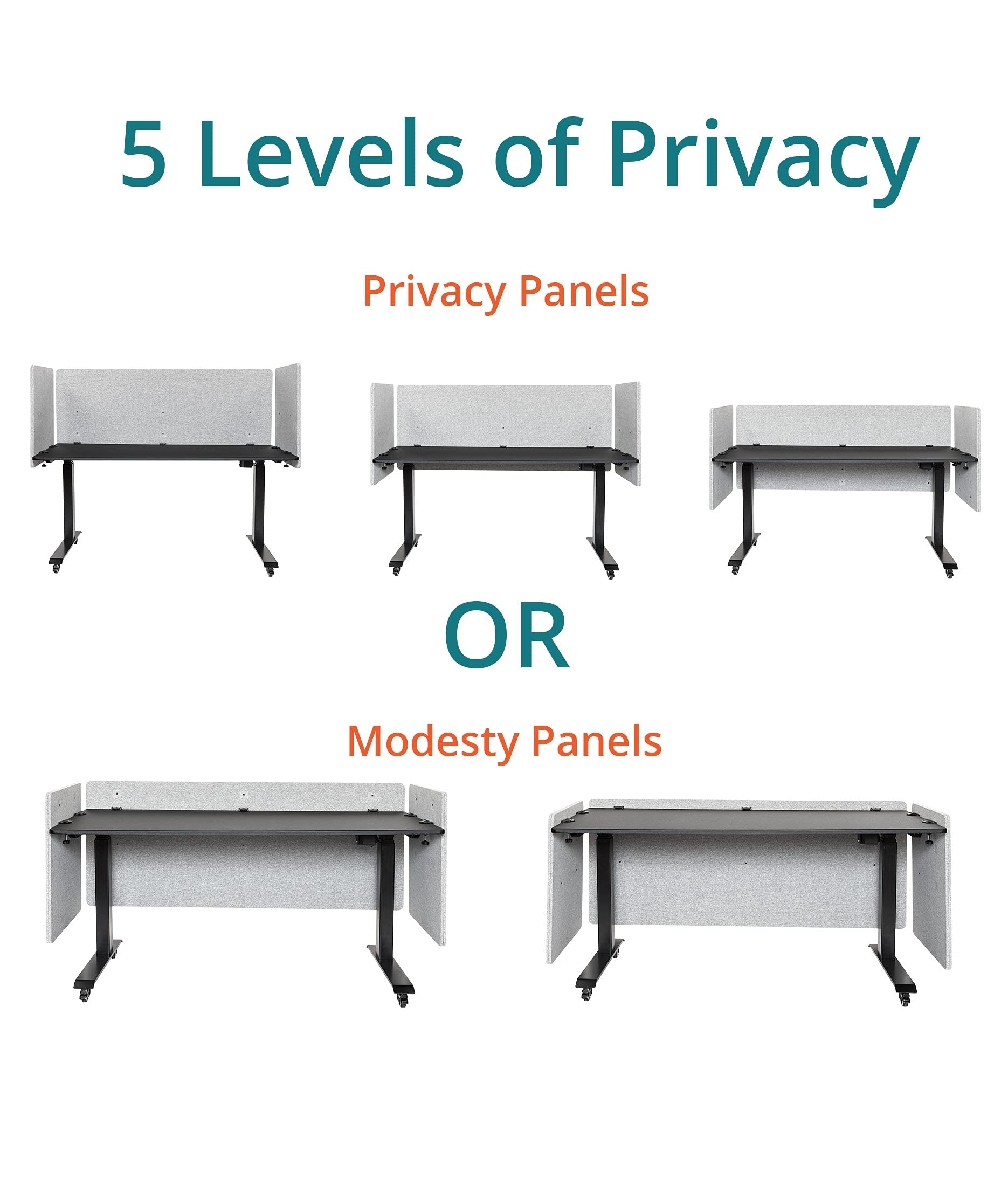Refocus Clamp-On Acoustic Desk Divider Privacy Panel - 47.25